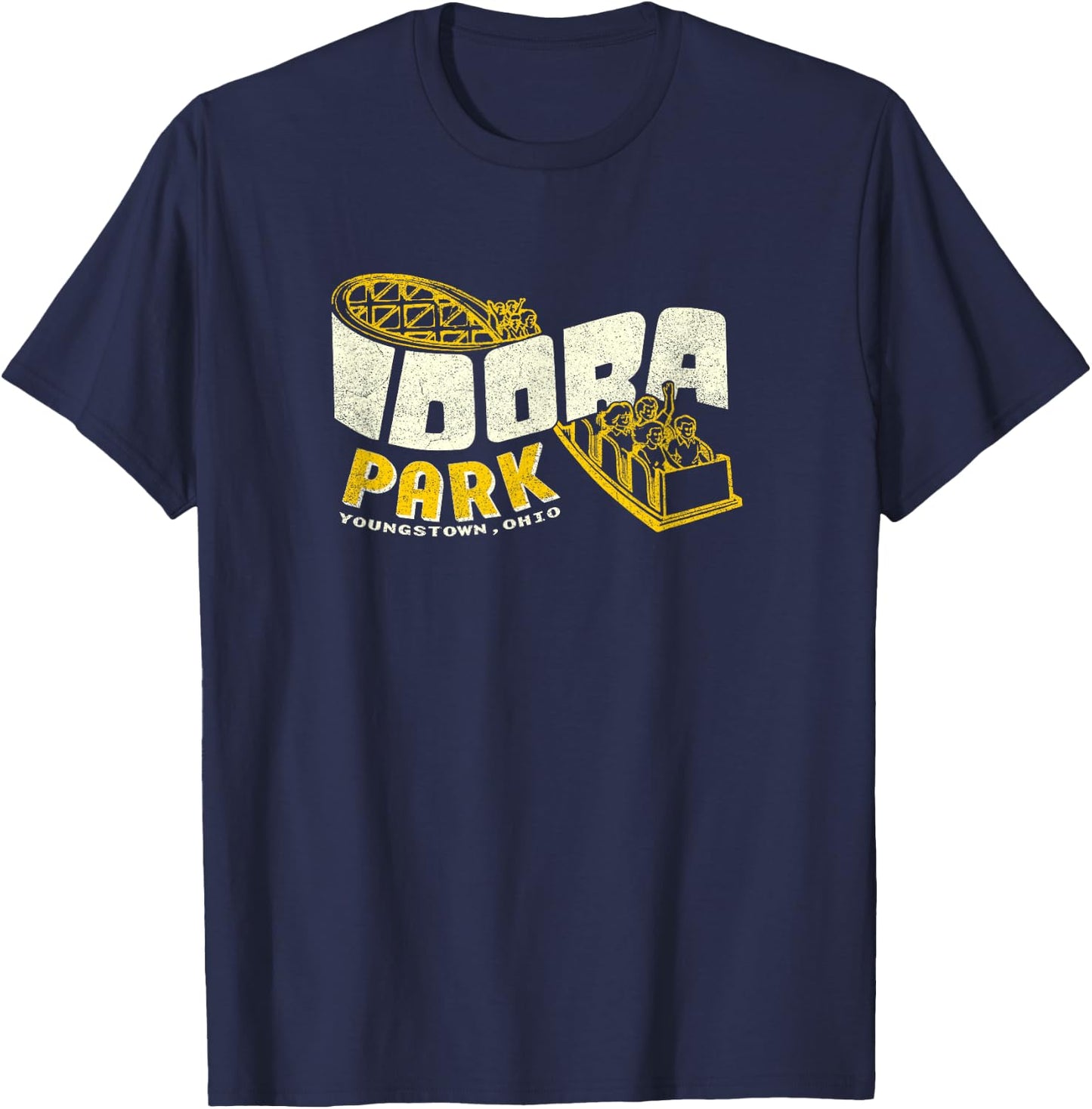 Idora Park Ohio Retro 80s Theme Park Roller Coaster Vintage T-Shirt - T-Shirt | Navy