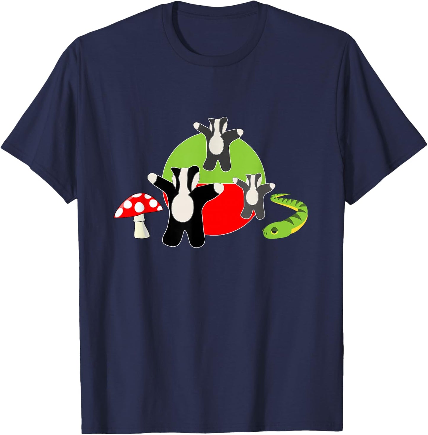 Badger Badger Badger Mushroom Snake T-Shirt - T-Shirt | Navy