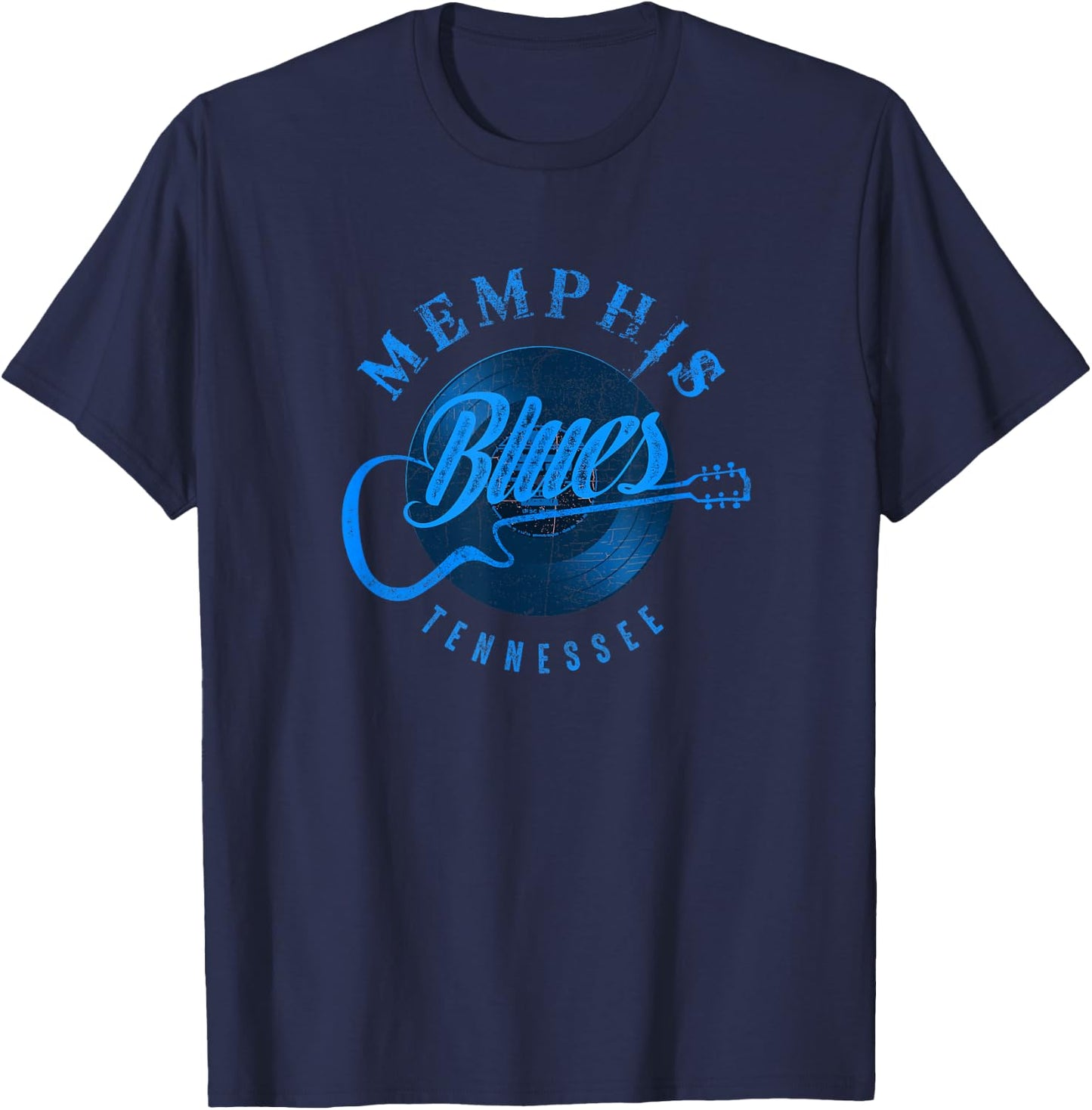 Memphis Blues Music Blue Guitar Vintage T-Shirt - T-Shirt | Navy