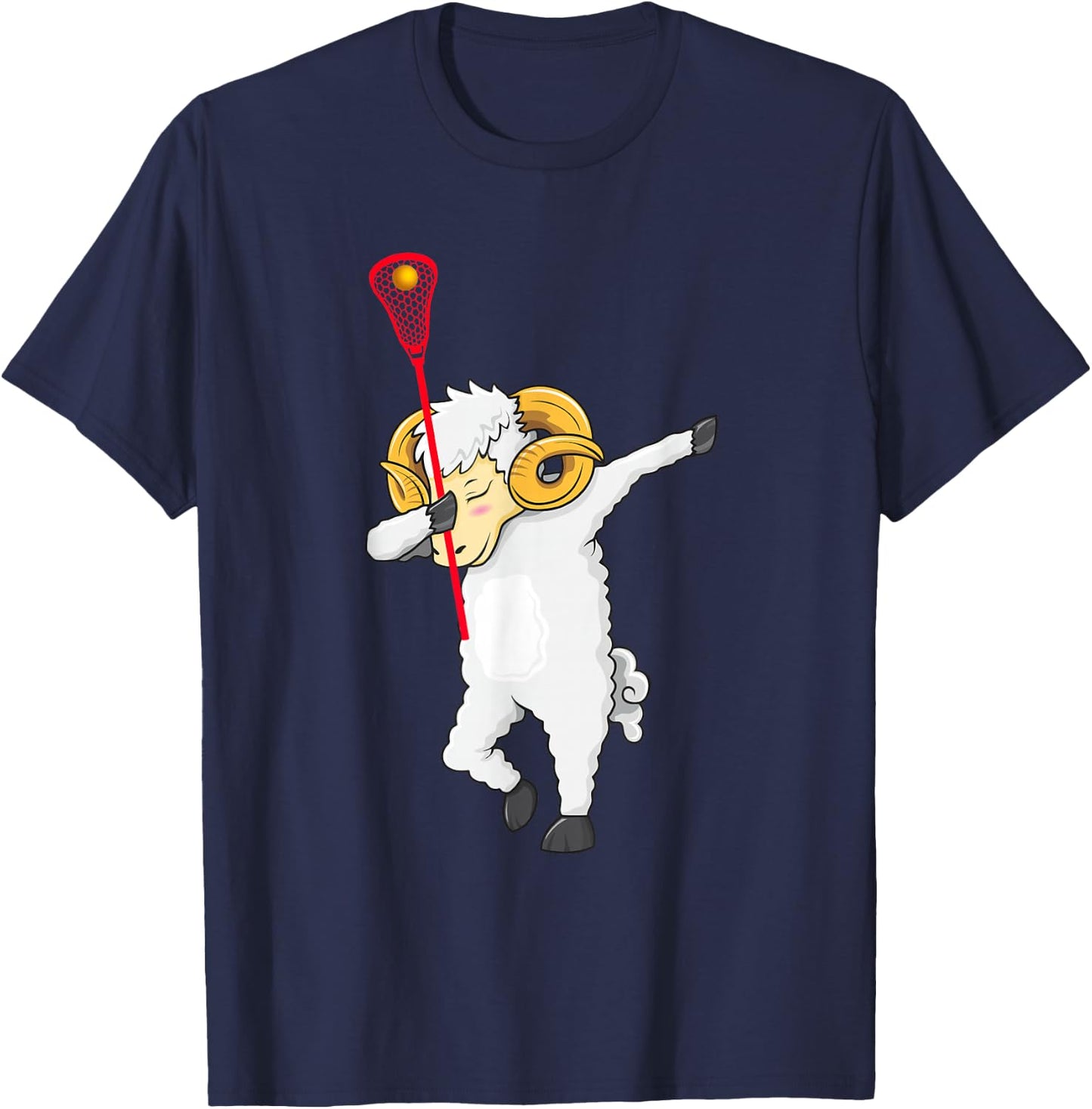 Dabbing Goat Lacrosse Lacrosse Player Goat Dab Gifts T-Shirt - T-Shirt | Navy