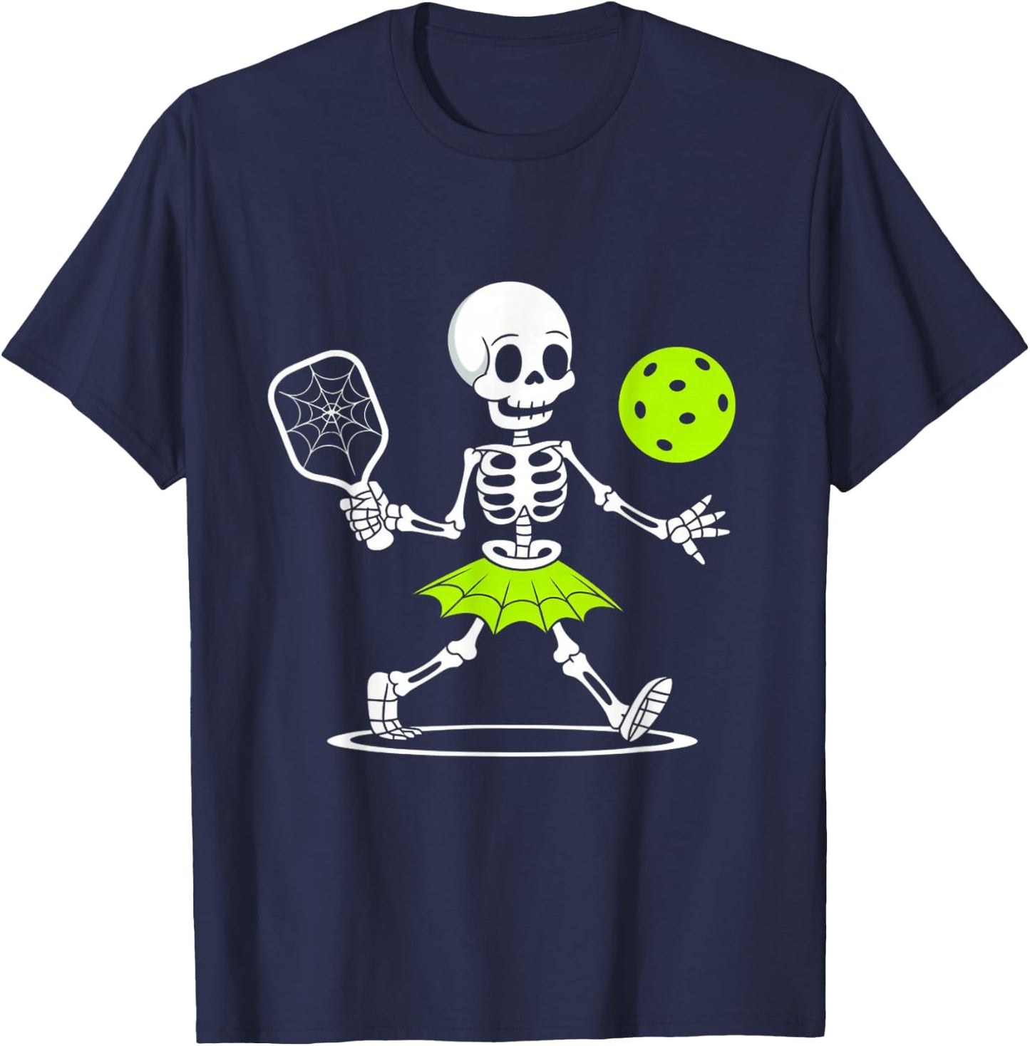 Spooky Pickleball Halloween Skeleton Women T-Shirt - T-Shirt | Navy
