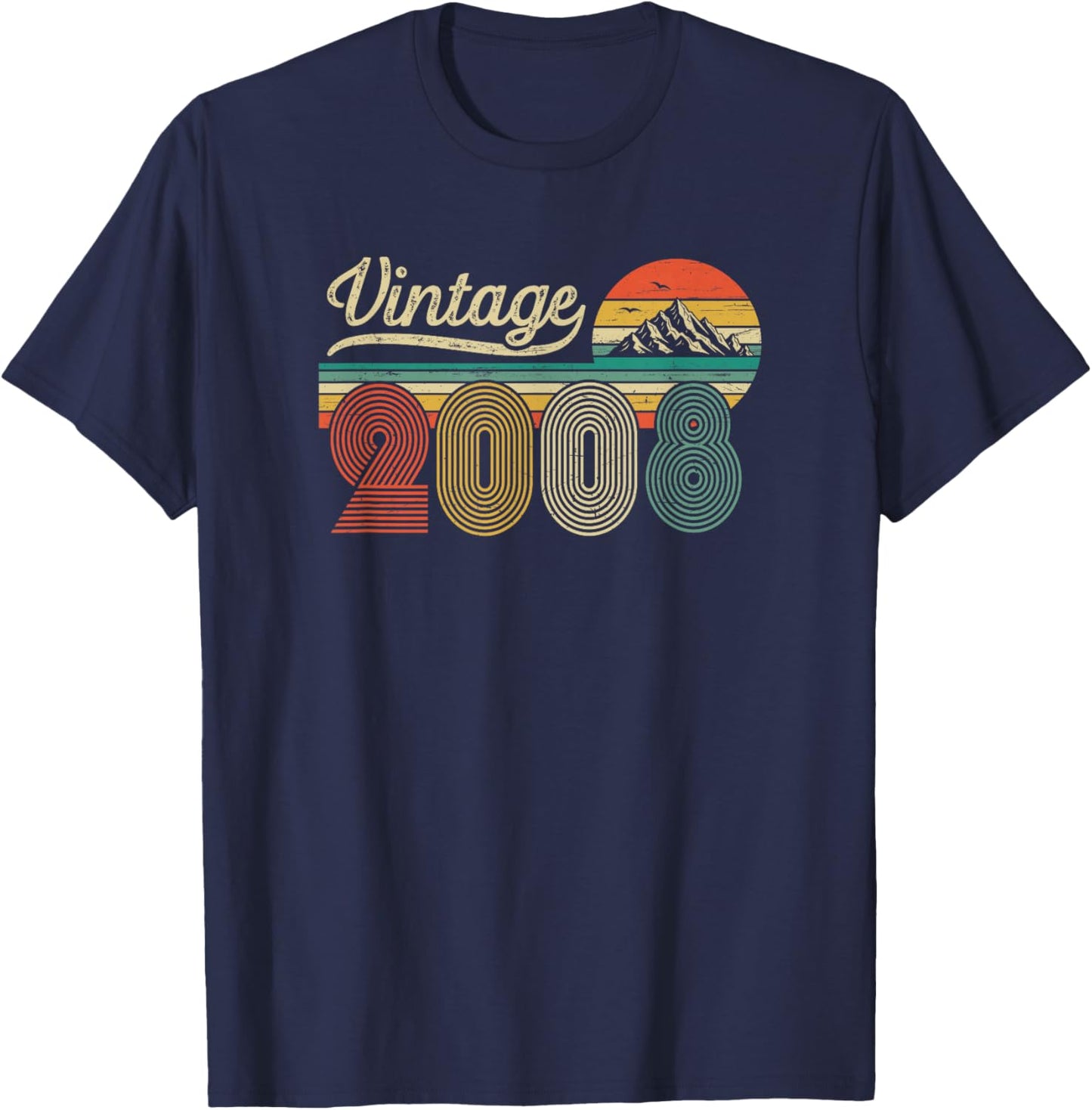 18th Birthday Boy Girl - Vintage Born in 2008 Classic Retro T-Shirt - T-Shirt | Navy