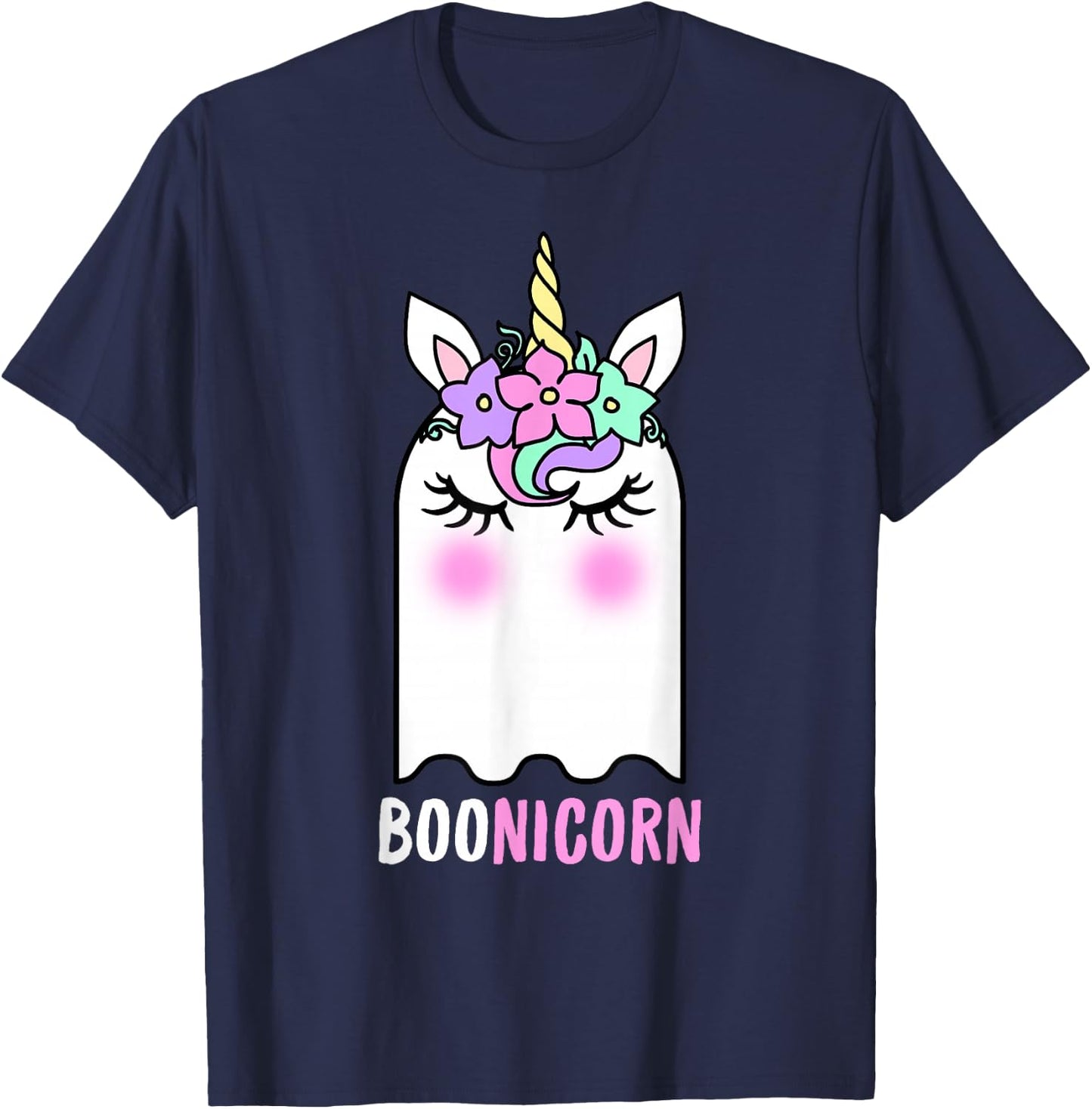 Boonicorn Unicorn Ghost, Unicorn Halloween Shirt for Girls T-Shirt - T-Shirt | Navy