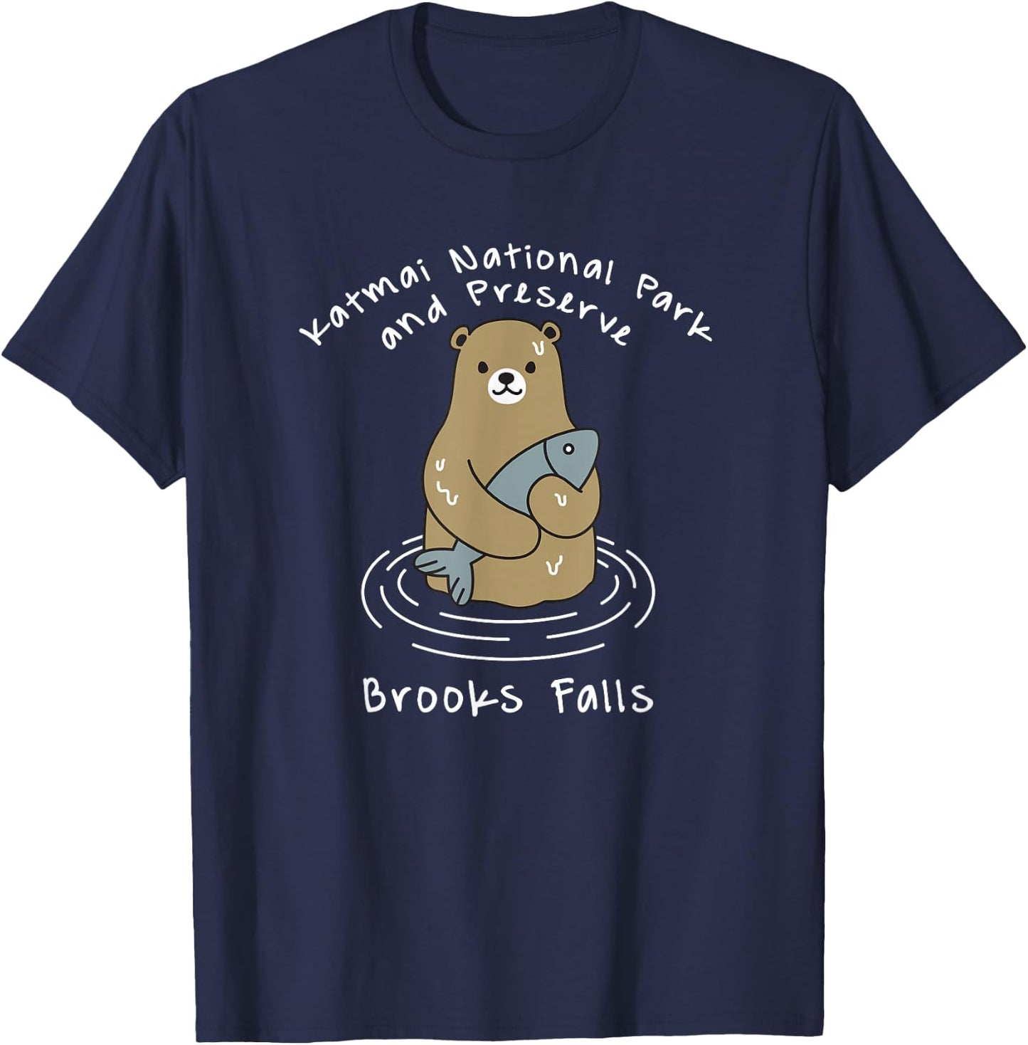 Katmai National Park Preserve Brooks Falls Bear Watching T-Shirt - T-Shirt | Navy