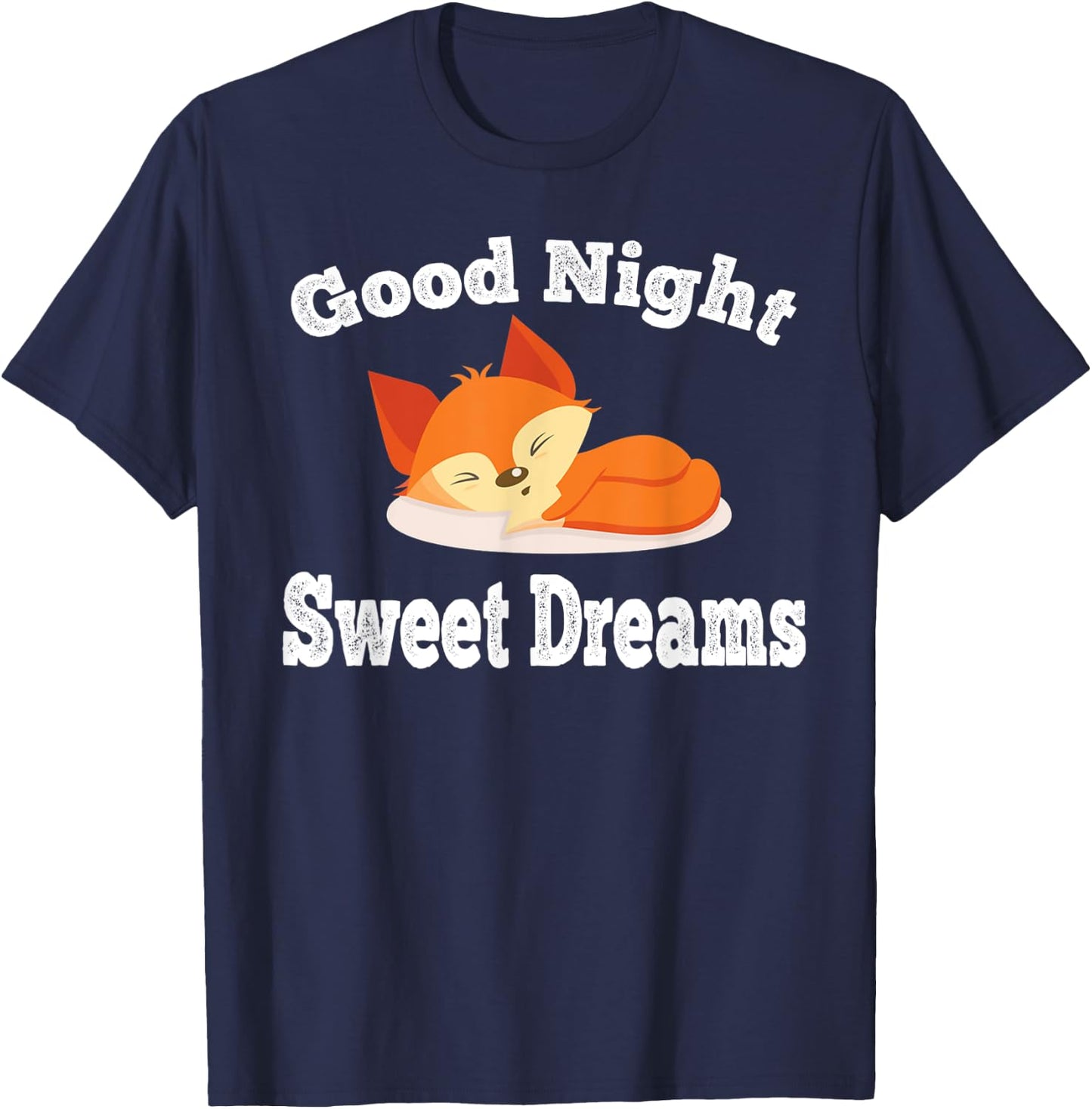 Fox Sleep Shirt Distressed Sleep Pajamas Nightshirt T-Shirt - T-Shirt | Navy