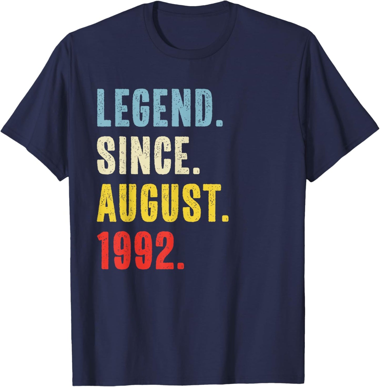 34 Year Old Legend Since August 1992 Retro 34th Birthday T-Shirt - T-Shirt | Navy