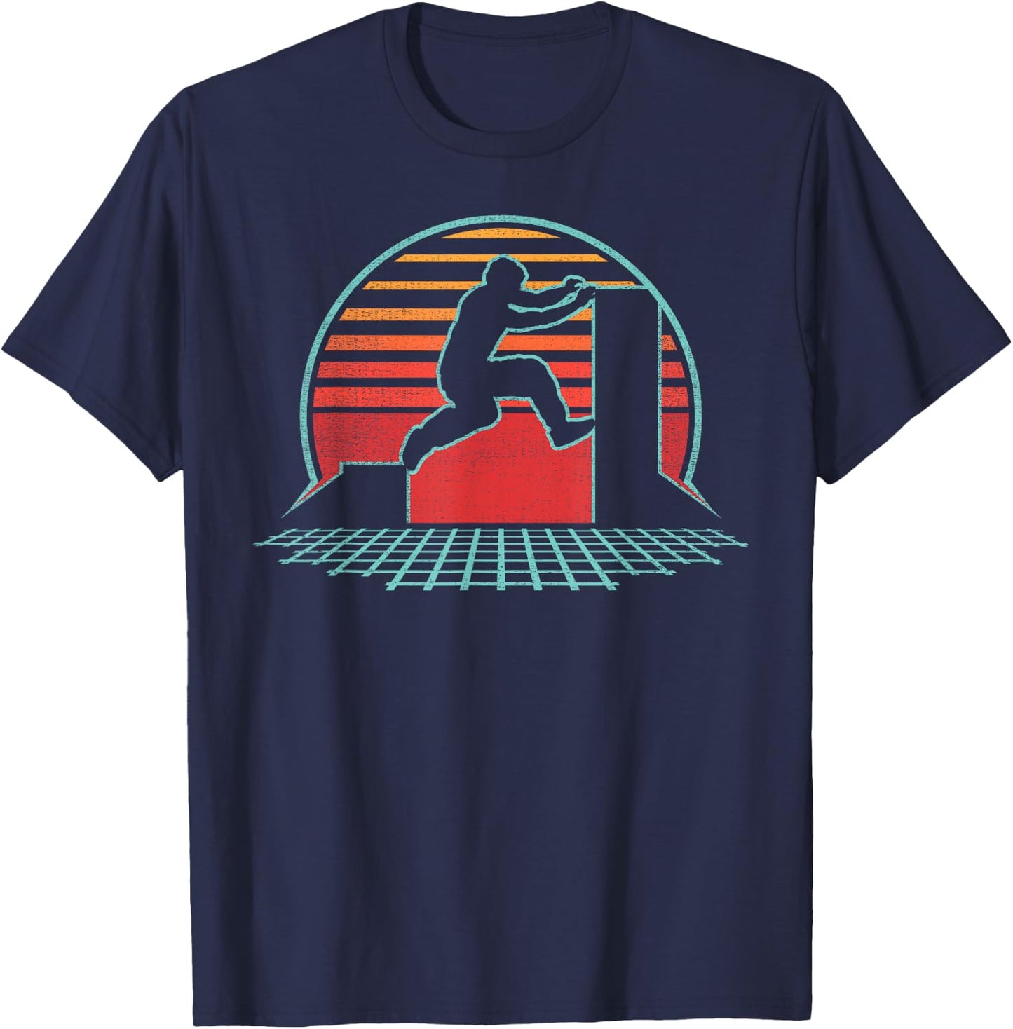 Parkour Retro Vintage 80s Style Freerunning Gift T-Shirt - T-Shirt | Navy