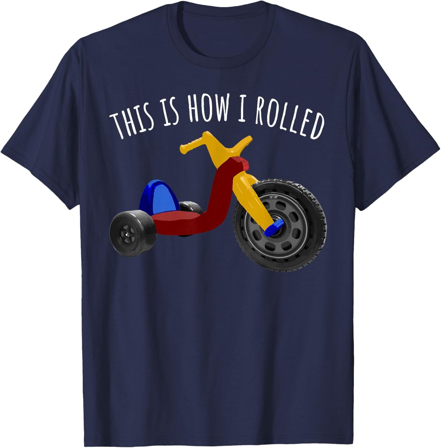 Nostalgic Love 70s 80s Vintage Retro Toys Big Tricycle Wheel T-Shirt - T-Shirt | Navy