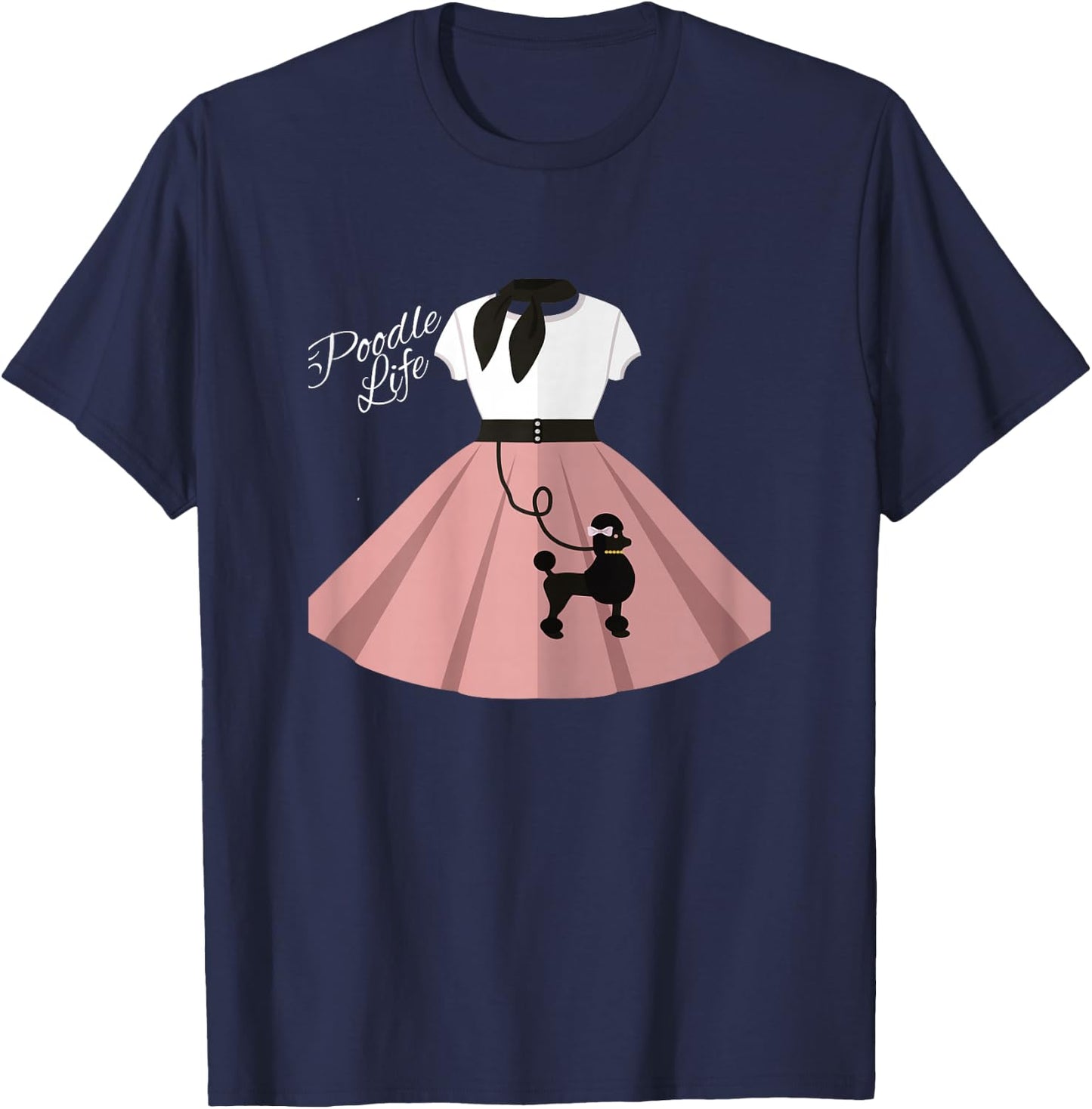 Women Poodle Skirt Costume Halloween Party Outfit Top T-Shirt - T-Shirt | Navy