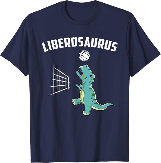 Cute Volleyball Team Player Libero T-Rex Dinosaur Girls Gift T-Shirt - T-Shirt | Navy