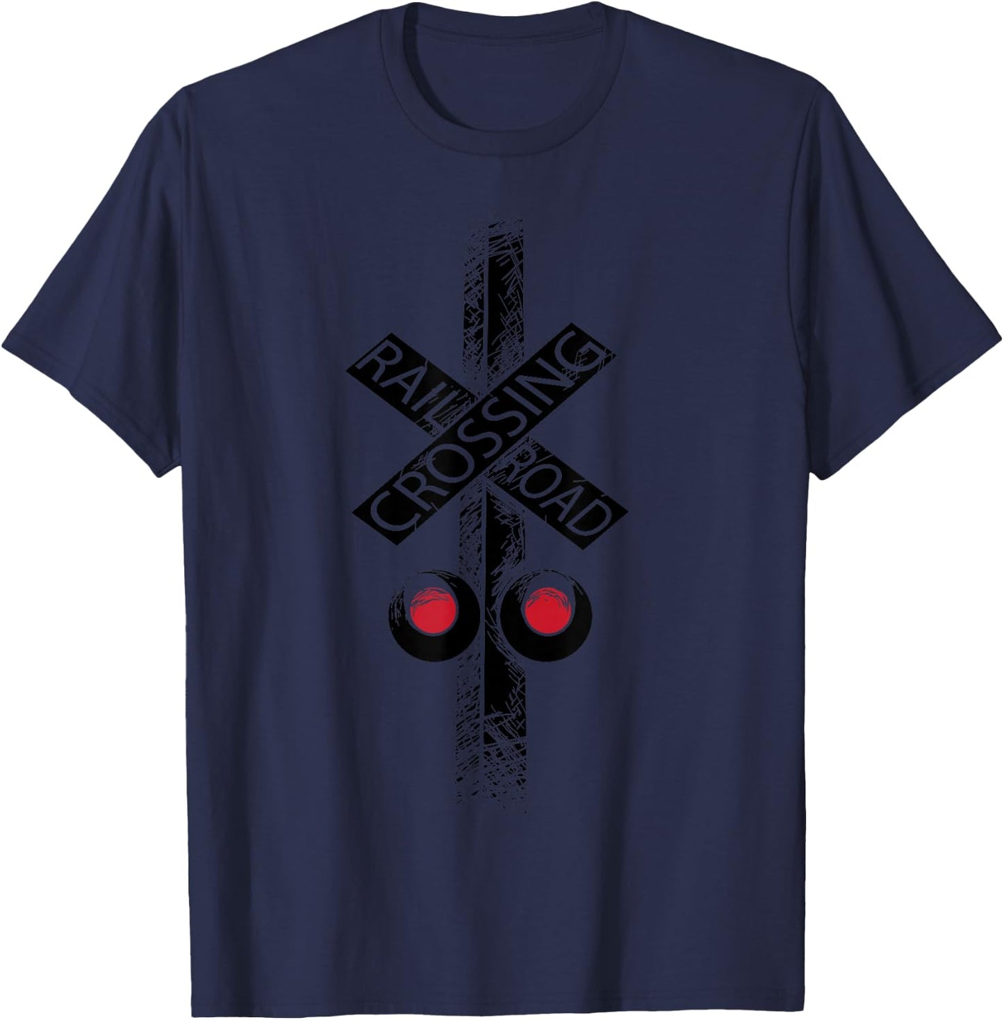 Railroad Crossing Shirt | Cute Road Sign Crossing Gift T-Shirt - T-Shirt | Navy