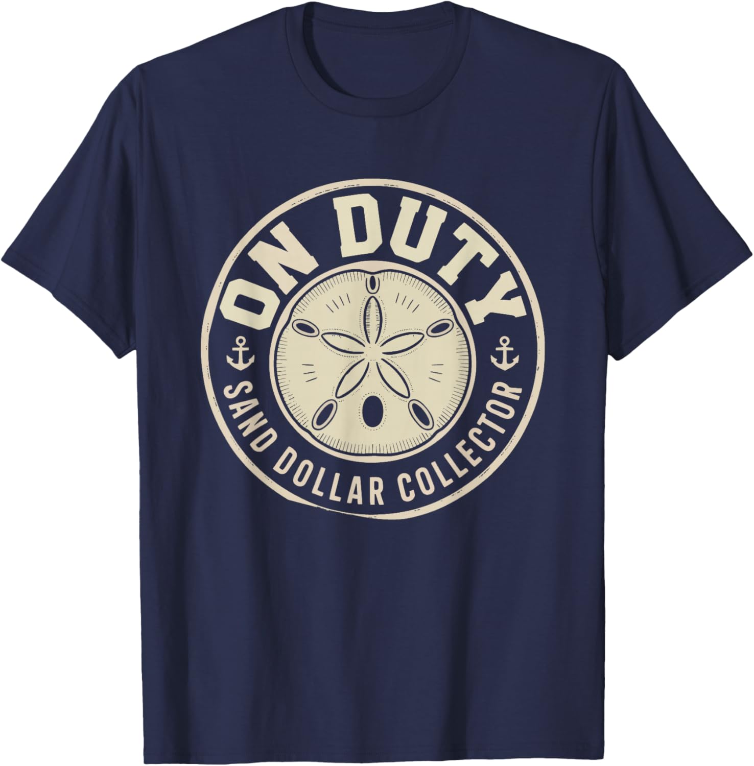 Sand Dollar Duty Illustrated Beach Badge Collector Shell T-Shirt - T-Shirt | Navy