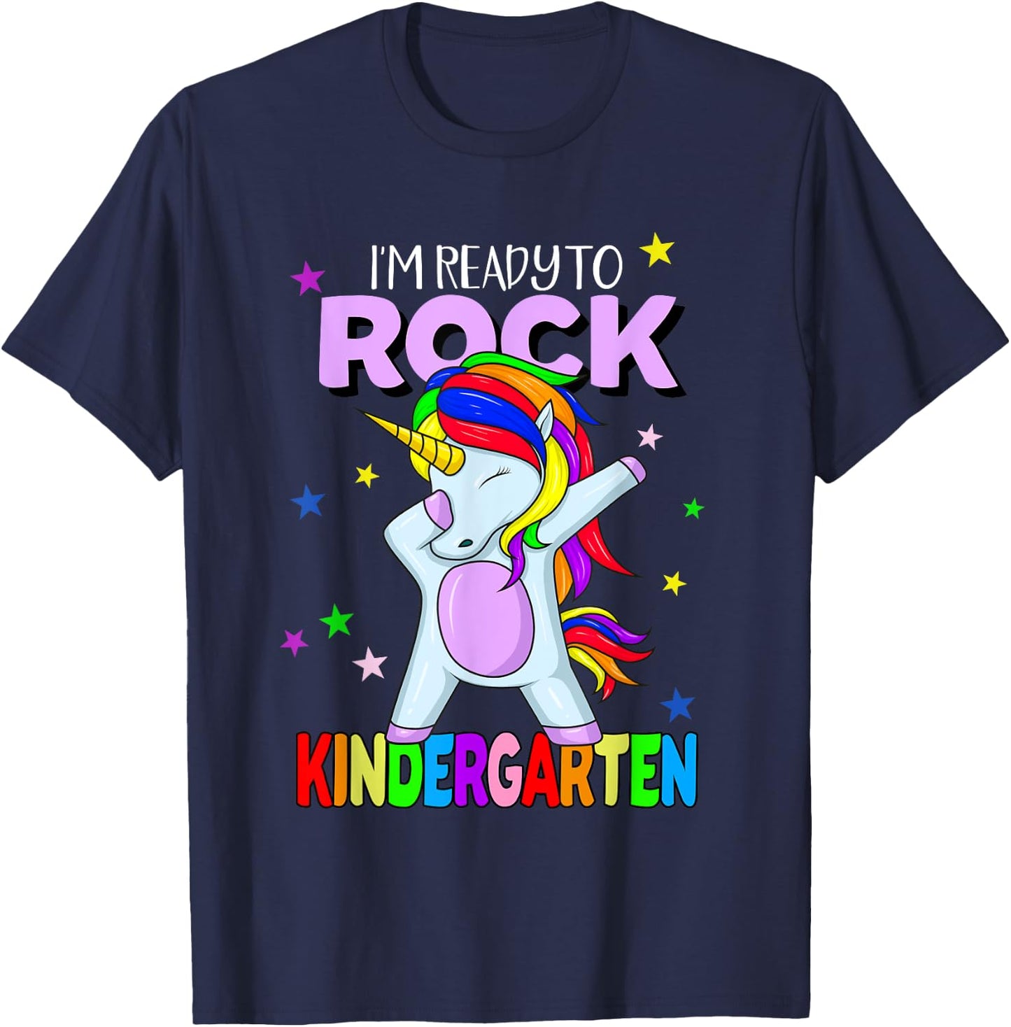 Rock Kindergarten Dabbing Unicorn Girls Back To School T-Shirt - T-Shirt | Navy