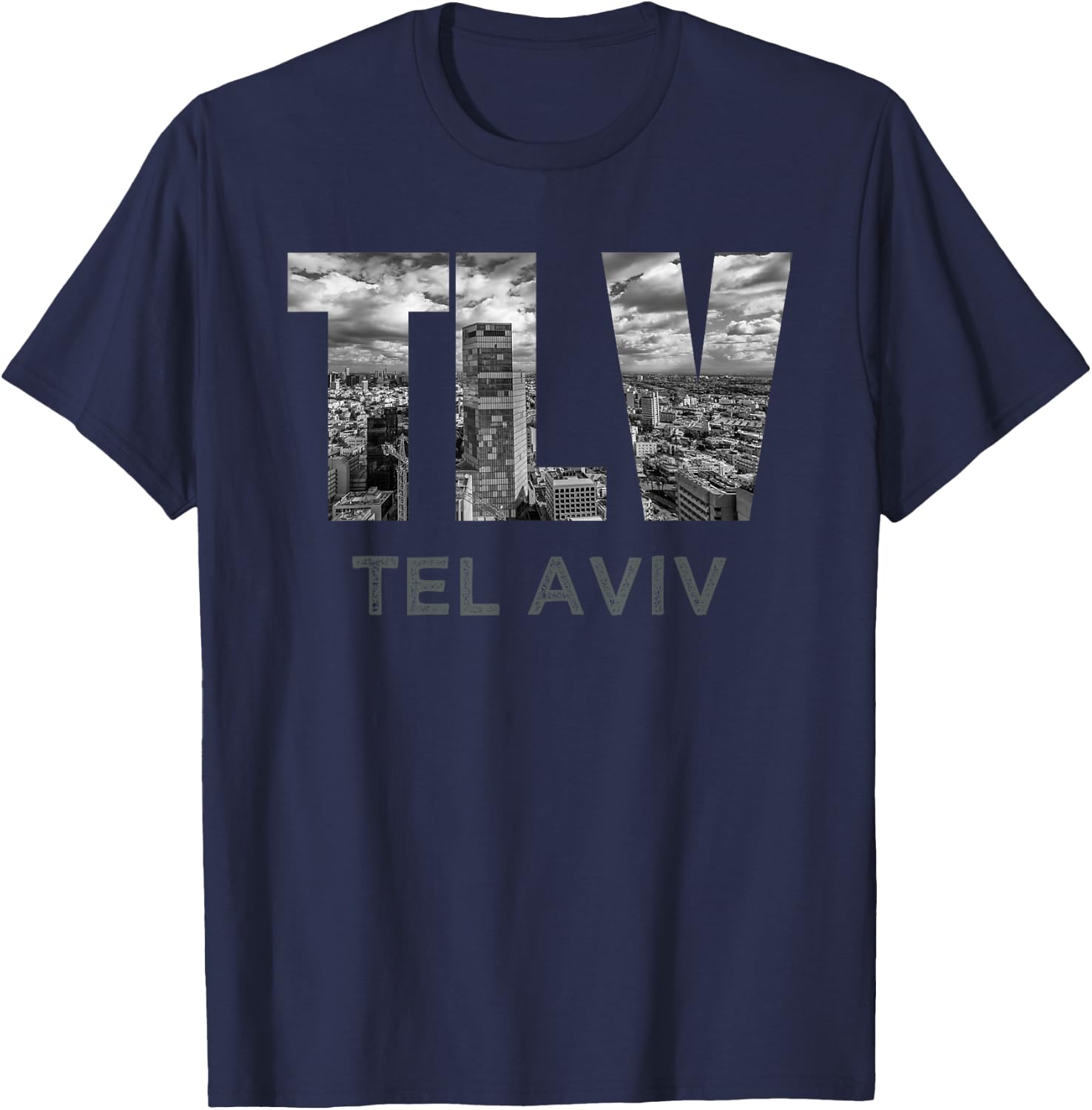 Tel Aviv TLV State Israel Tourist Vacation Skyline Art Gift T-Shirt - T-Shirt | Navy