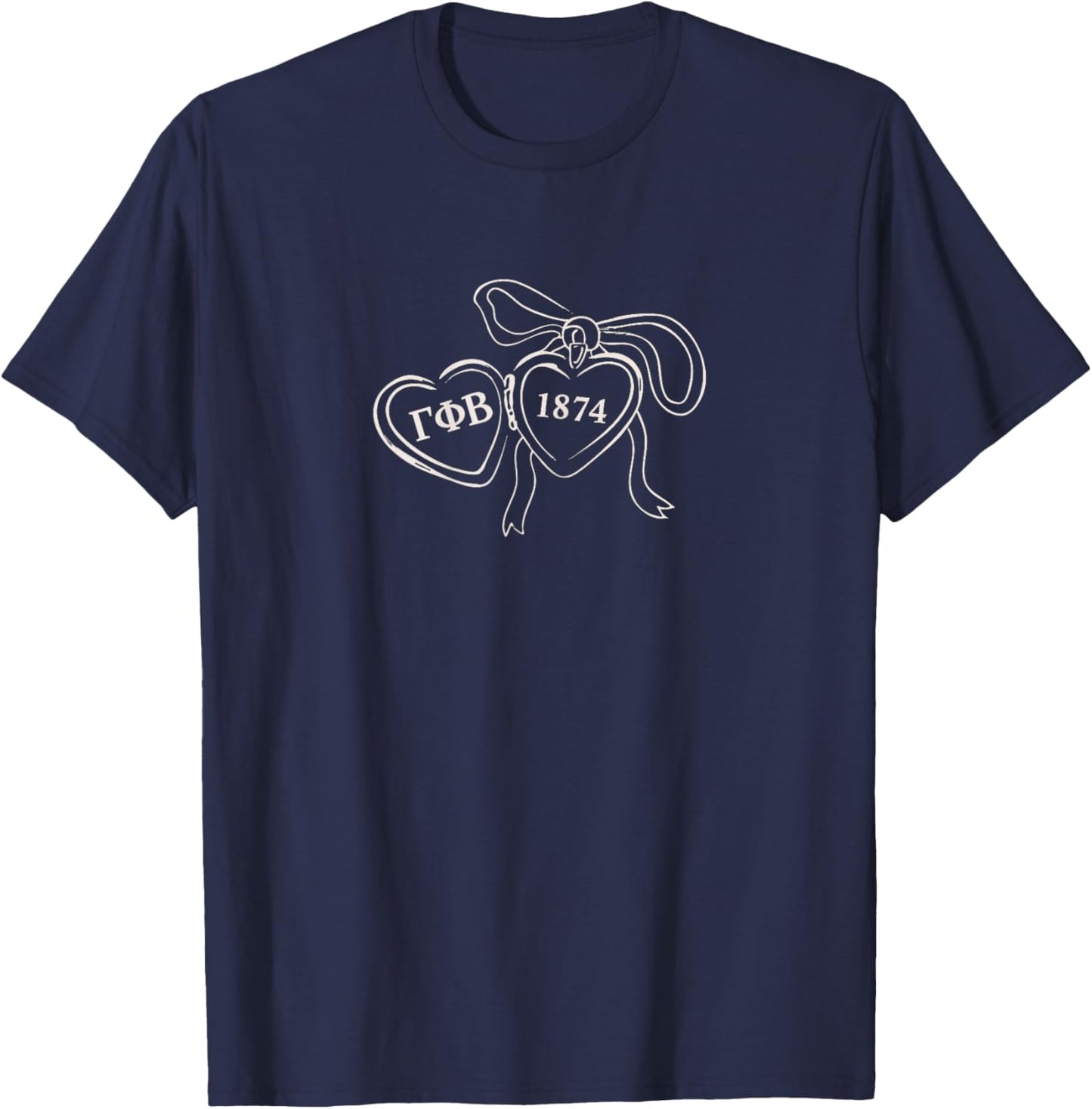 Licensed Gamma Phi Beta Pearl Locket Bow T-Shirt - T-Shirt | Navy