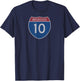 Interstate 10 Highway Road Trip 10th birthday T-Shirt - T-Shirt | Navy