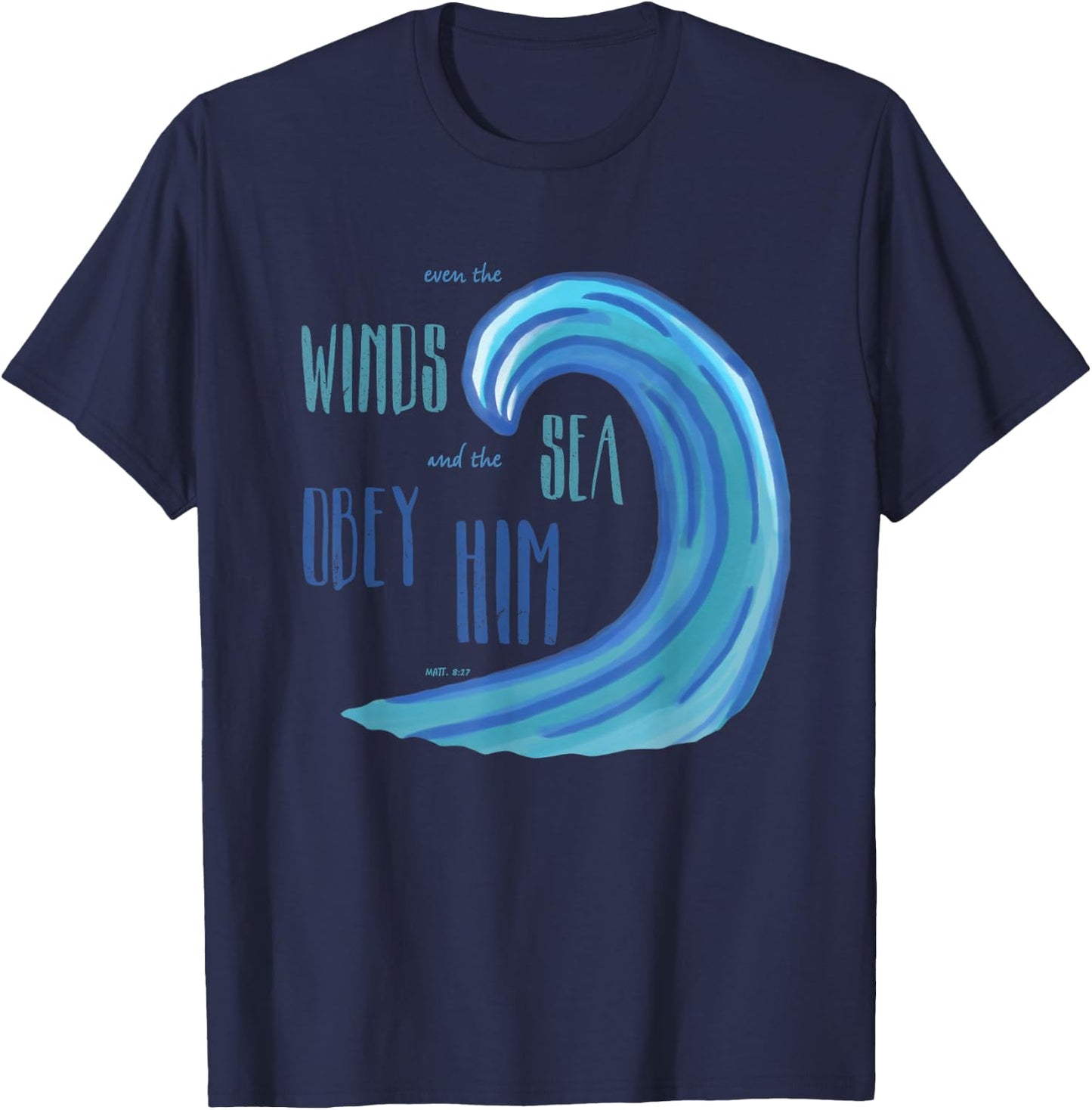 Jesus Follower Christian Believer T Shirt Beach Ocean Wave Women Girls Kids T-Shirt - T-Shirt | Navy