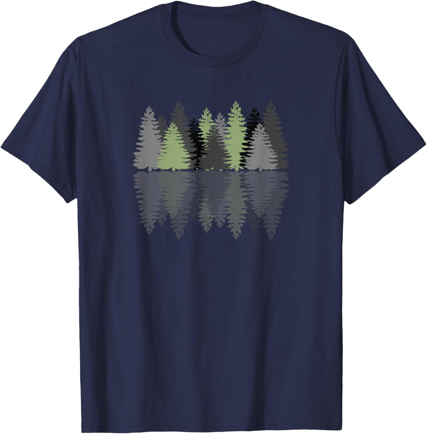 Forest Reflection Nature Trees Woods T-Shirt - T-Shirt | Navy