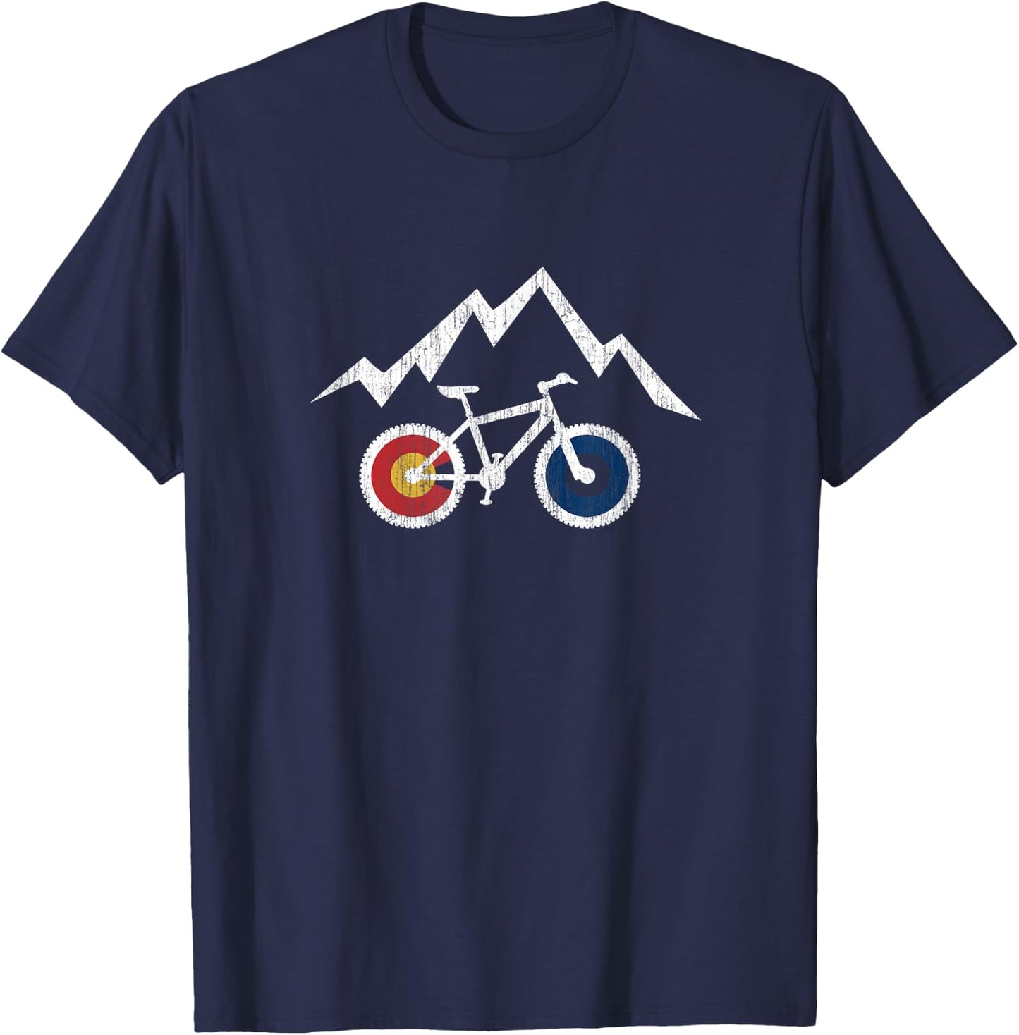 RIDE COLORADO MTB Mountain Bike Biking Cycling Inspired T-Shirt - T-Shirt | Navy