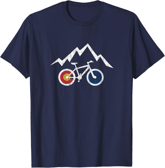 RIDE COLORADO MTB Mountain Bike Biking Cycling Inspired T-Shirt - T-Shirt | Navy