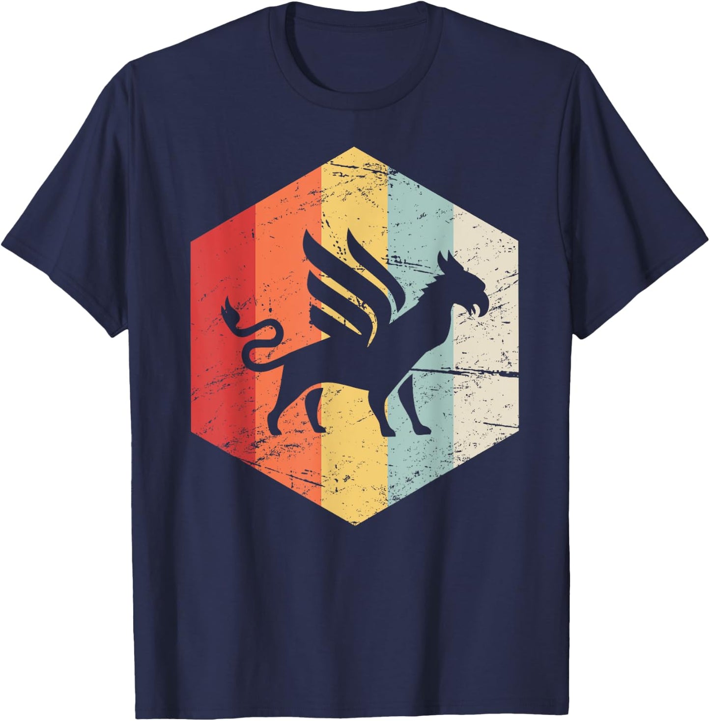 Vintage Retro Beast Griffin T-Shirt - T-Shirt | Navy