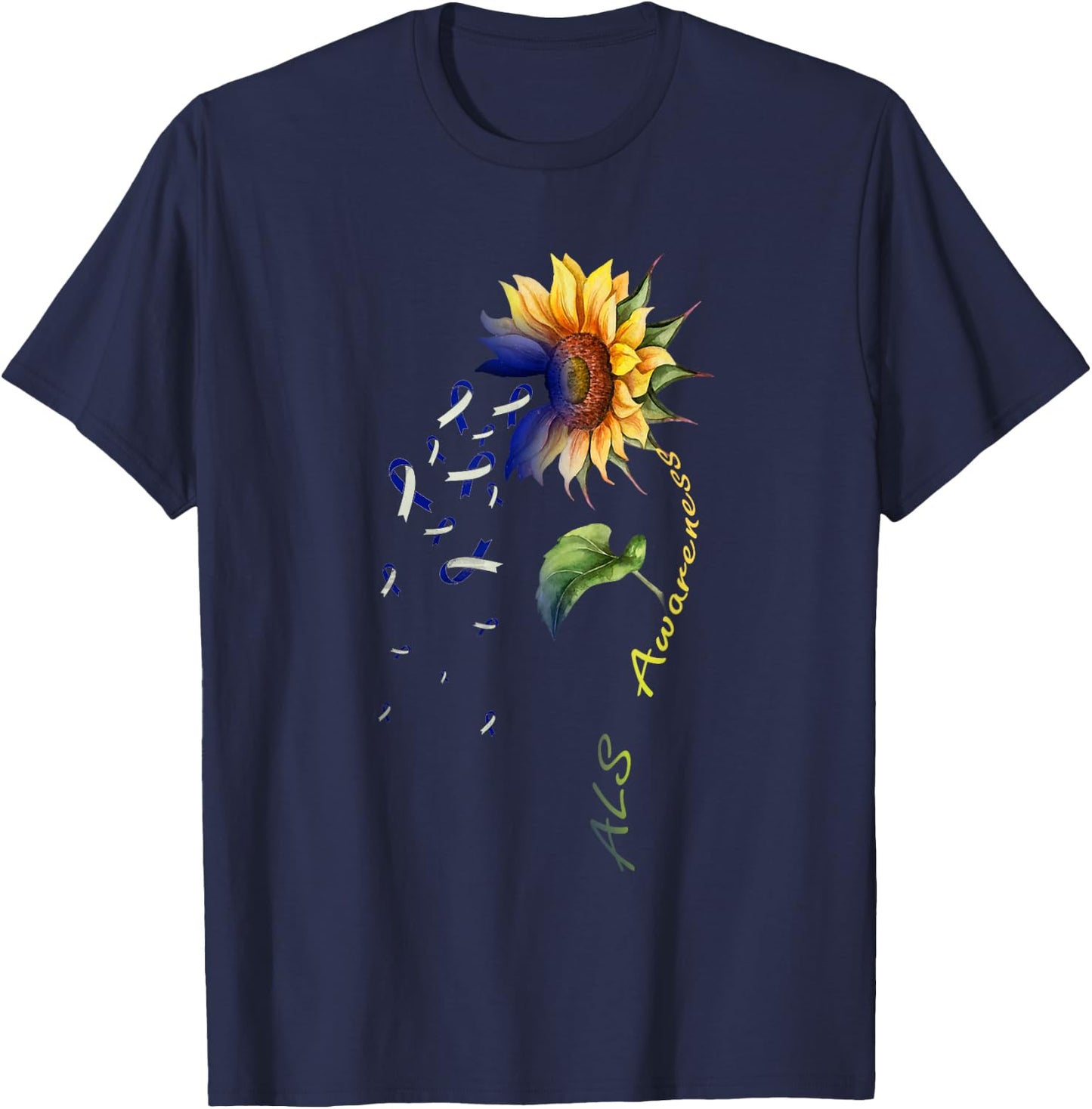 ALS Awareness Sunflower Shirt T-Shirt - T-Shirt | Navy