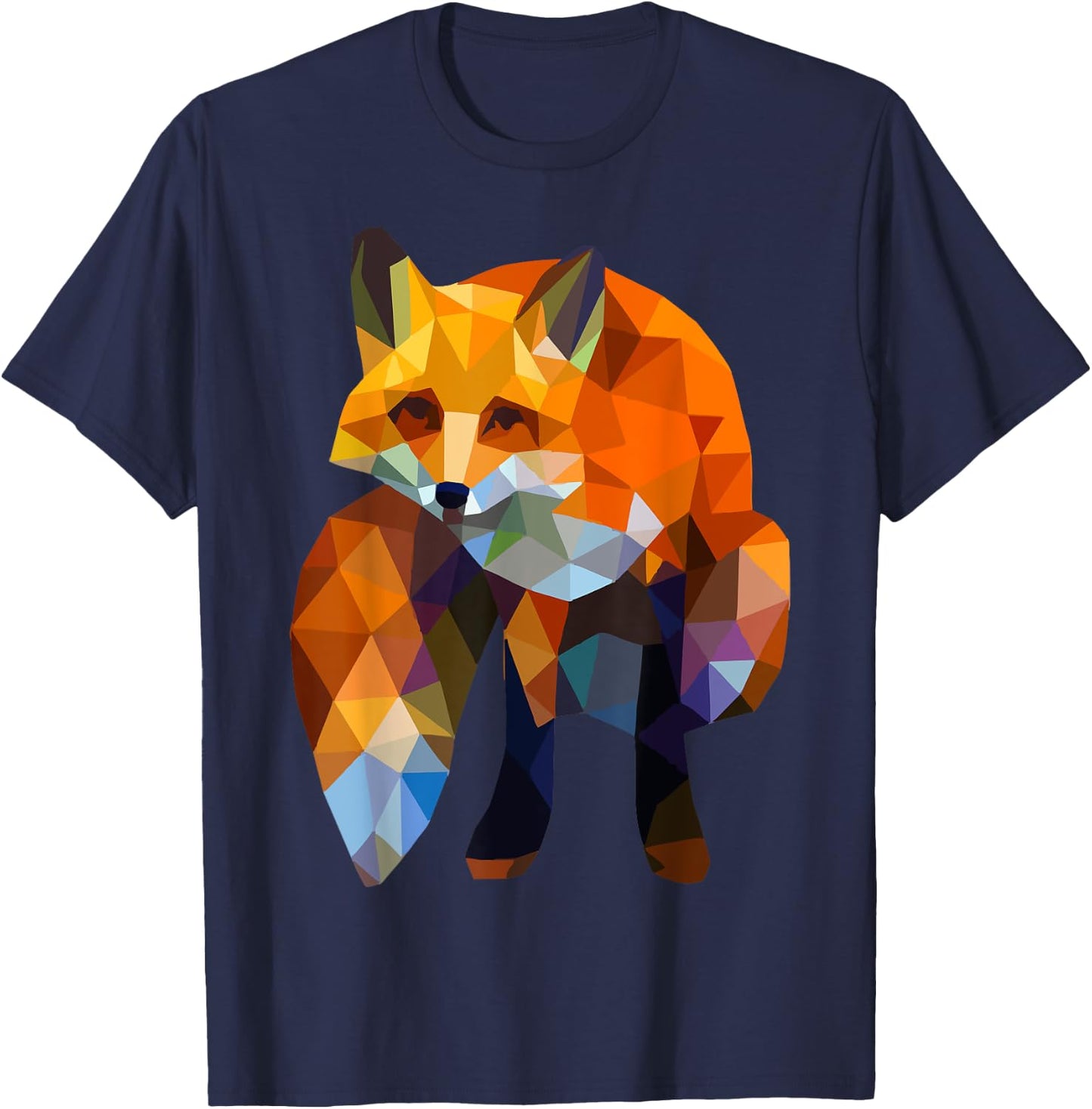 Geometric Nature Fox Cool Cute Graphic Art Gift T-Shirt - T-Shirt | Navy