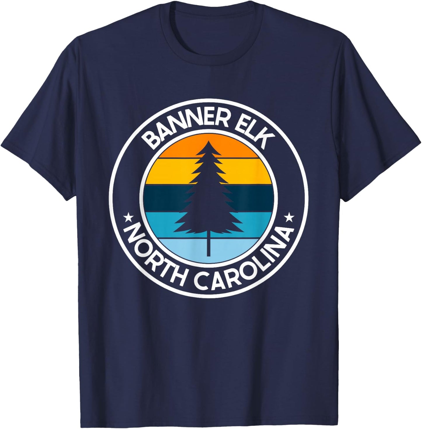 Banner Elk North Carolina NC USA City Pride Retro Sunset T-Shirt - T-Shirt | Navy