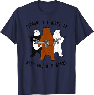 Funny Bear Shirt, Fun Support The Right To Arm Bears T-Shirt - T-Shirt | Navy
