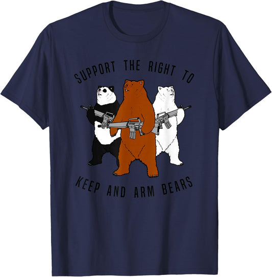 Funny Bear Shirt, Fun Support The Right To Arm Bears T-Shirt - T-Shirt | Navy