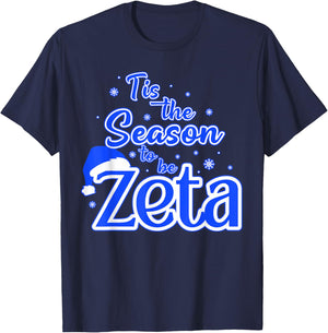 Tis The Season To Be ZetA-Christmas Santa Hat Xmas Women Men T-Shirt - T-Shirt | Navy