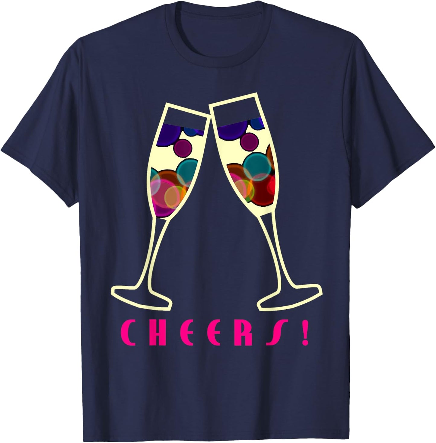 Cheers Champagne Glasses Party Graphic Shirt T-Shirt - T-Shirt | Navy