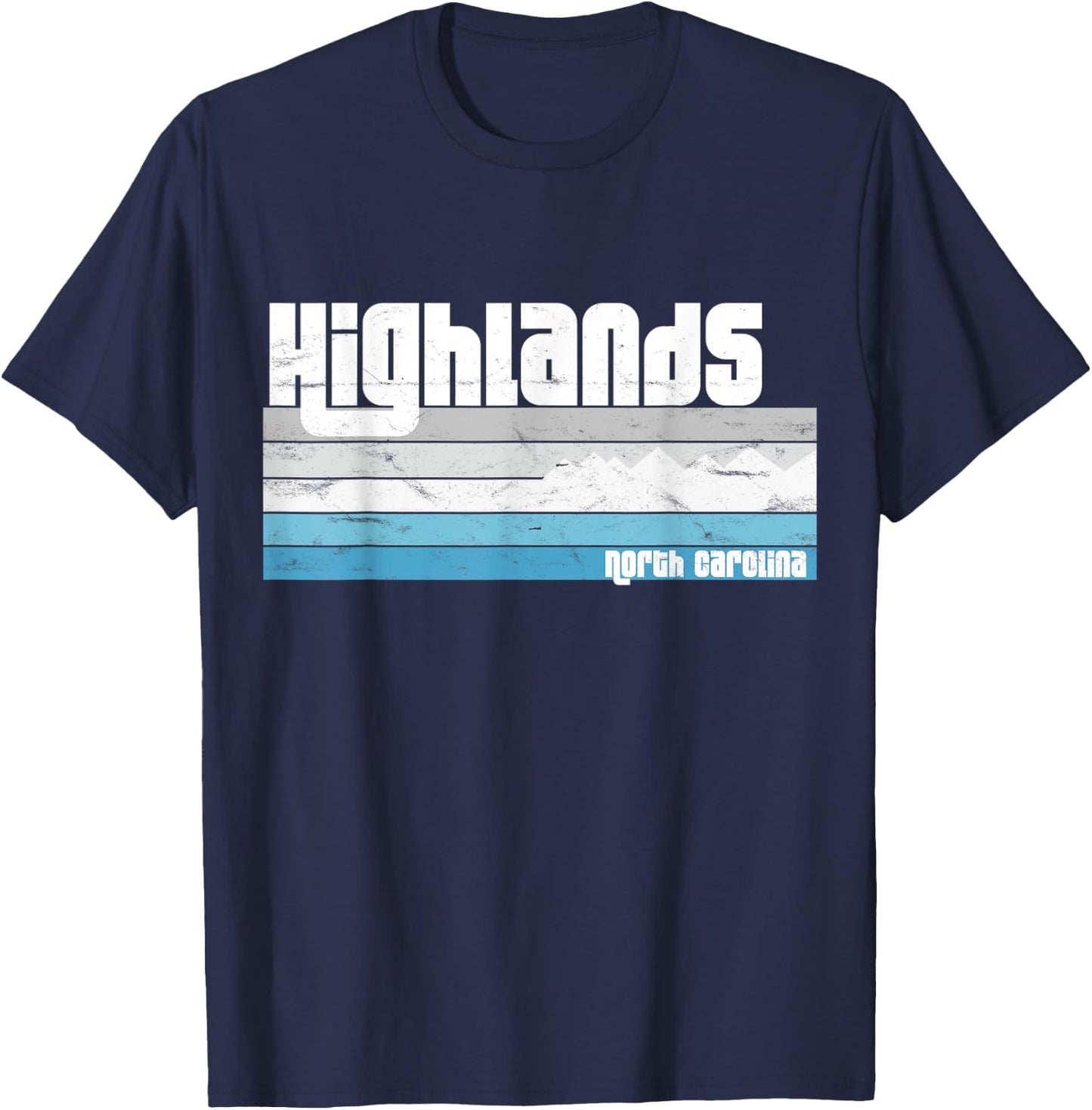 Highlands North Carolina NC Blue Ridge Mountains Winter T-Shirt - T-Shirt | Navy