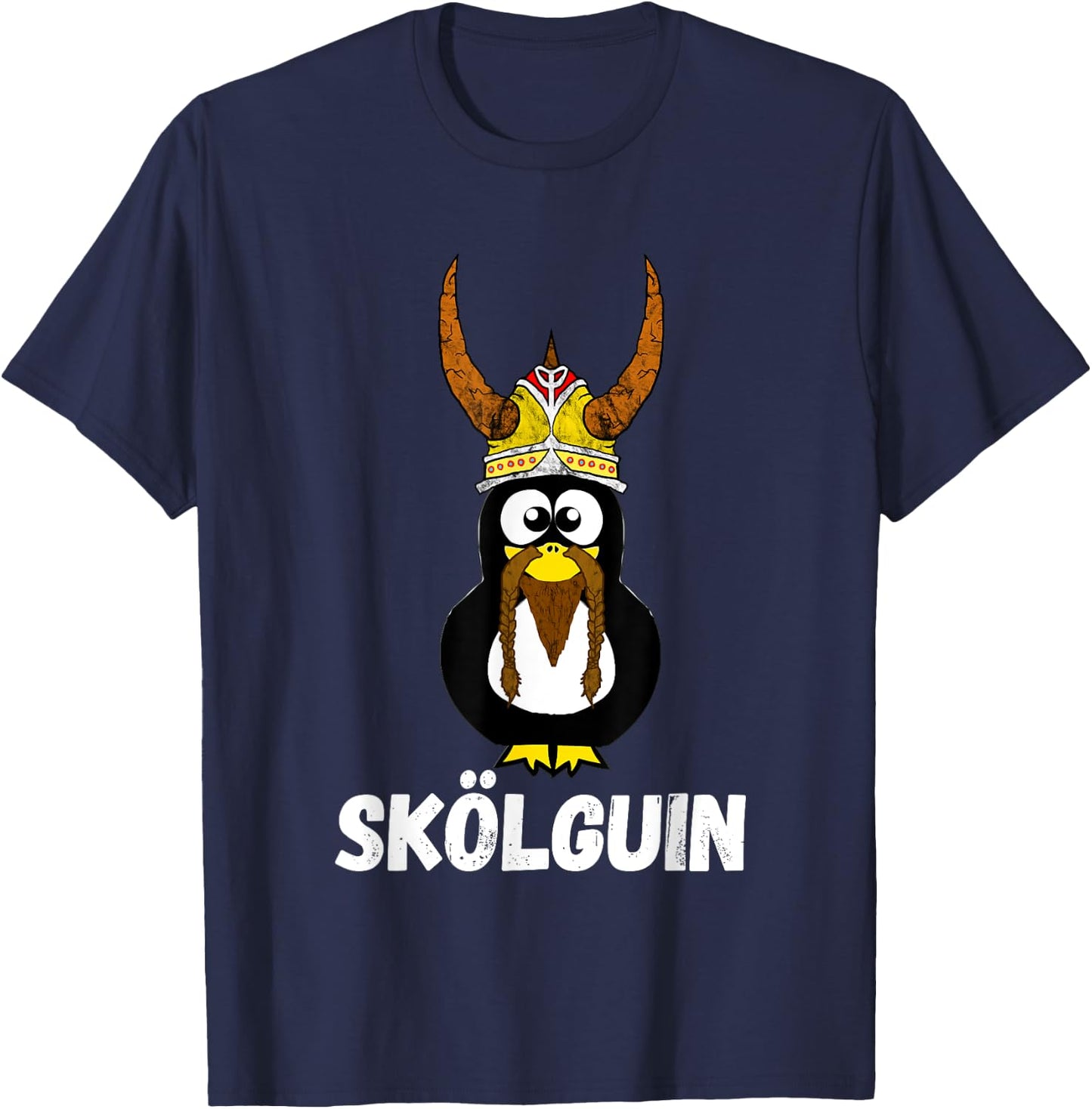 Skol Penguin Water Bird Funny Viking Nordic Horned Helmet T-Shirt - T-Shirt | Navy