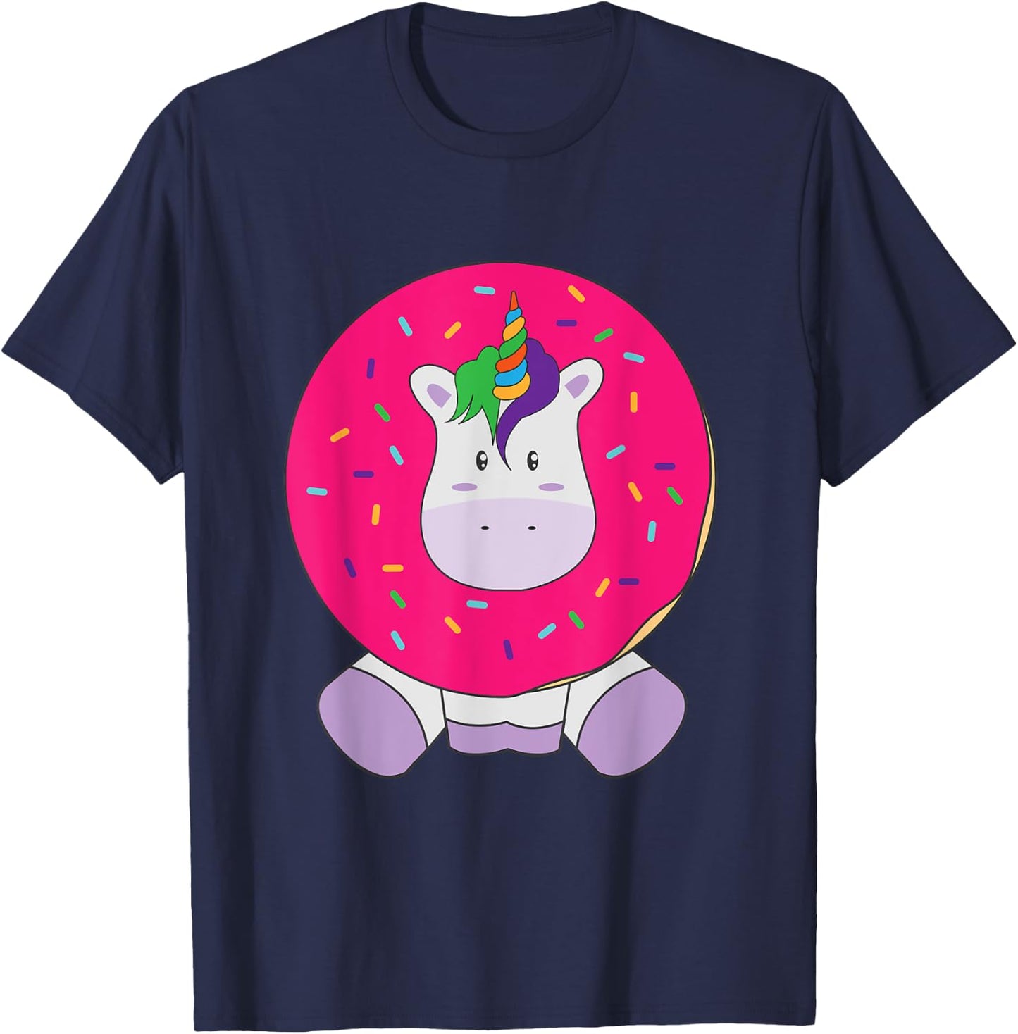 Cute Unicorn Donut Kawaii Girly Women T Shirt T-Shirt - T-Shirt | Navy