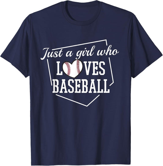 Just A Girl Who Loves Baseball T-Shirt - T-Shirt | Navy