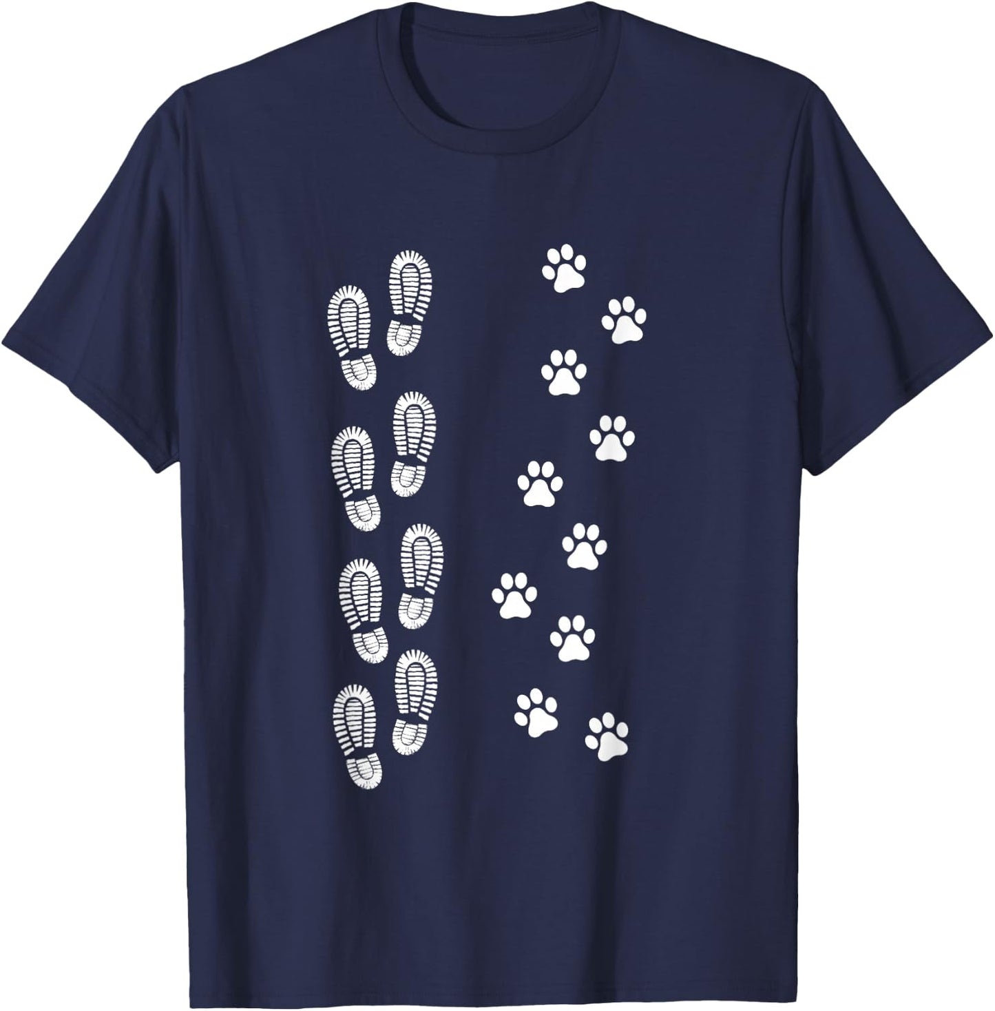 Dog and Man Hiking Dog Hiker People that Hike With Dogs Paw T-Shirt - T-Shirt | Navy