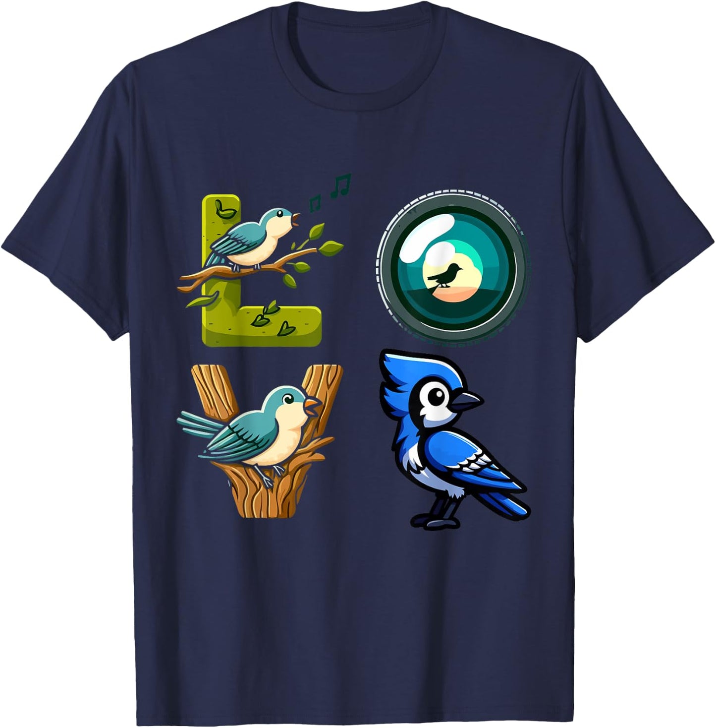 Funny Bird Watching Apparel Cool Bird Lover Present Designs T-Shirt - T-Shirt | Navy