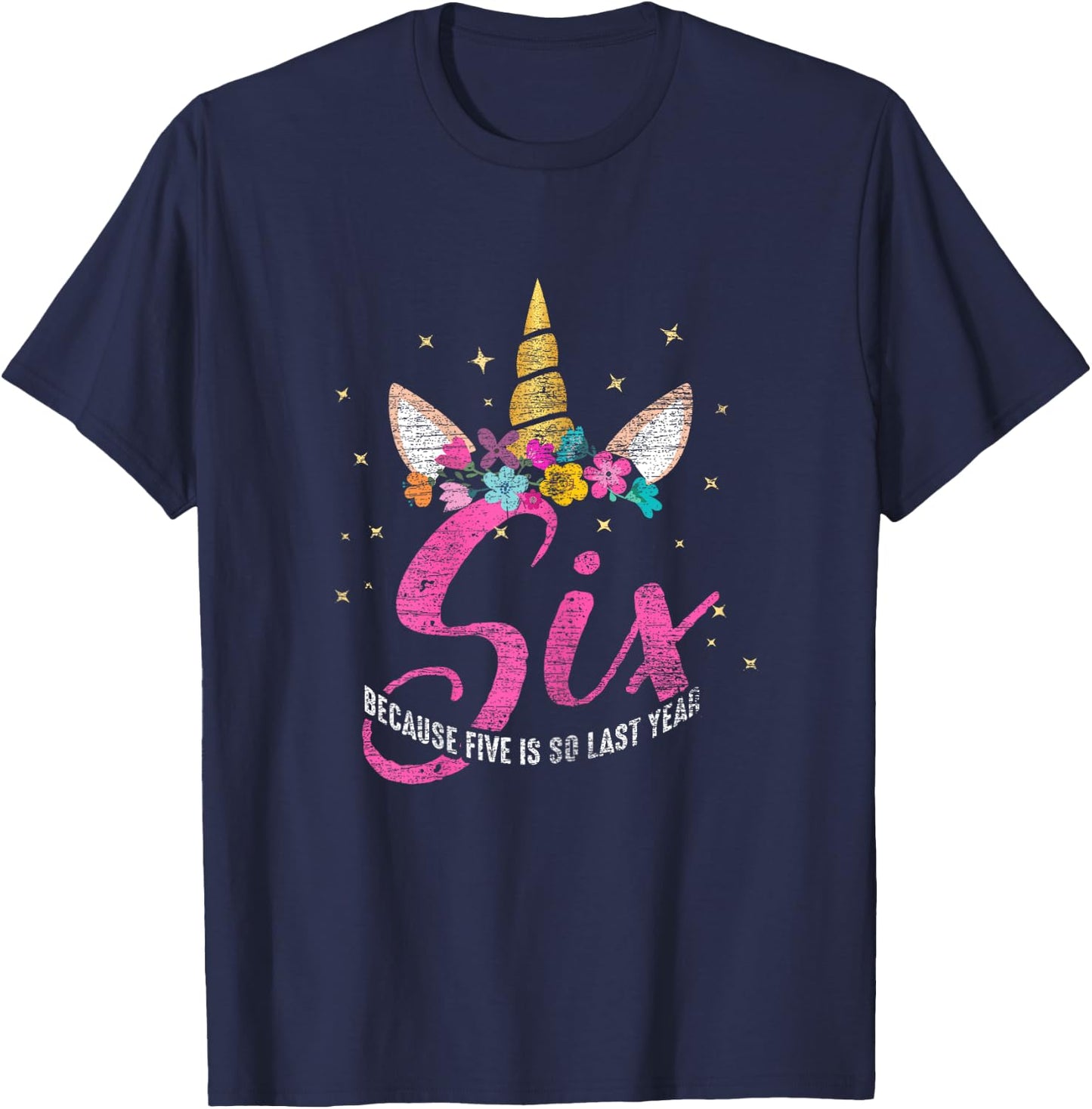 6 Years Old Birthday Girl Gifts Unicorn 6th Birthday T-Shirt - T-Shirt | Navy