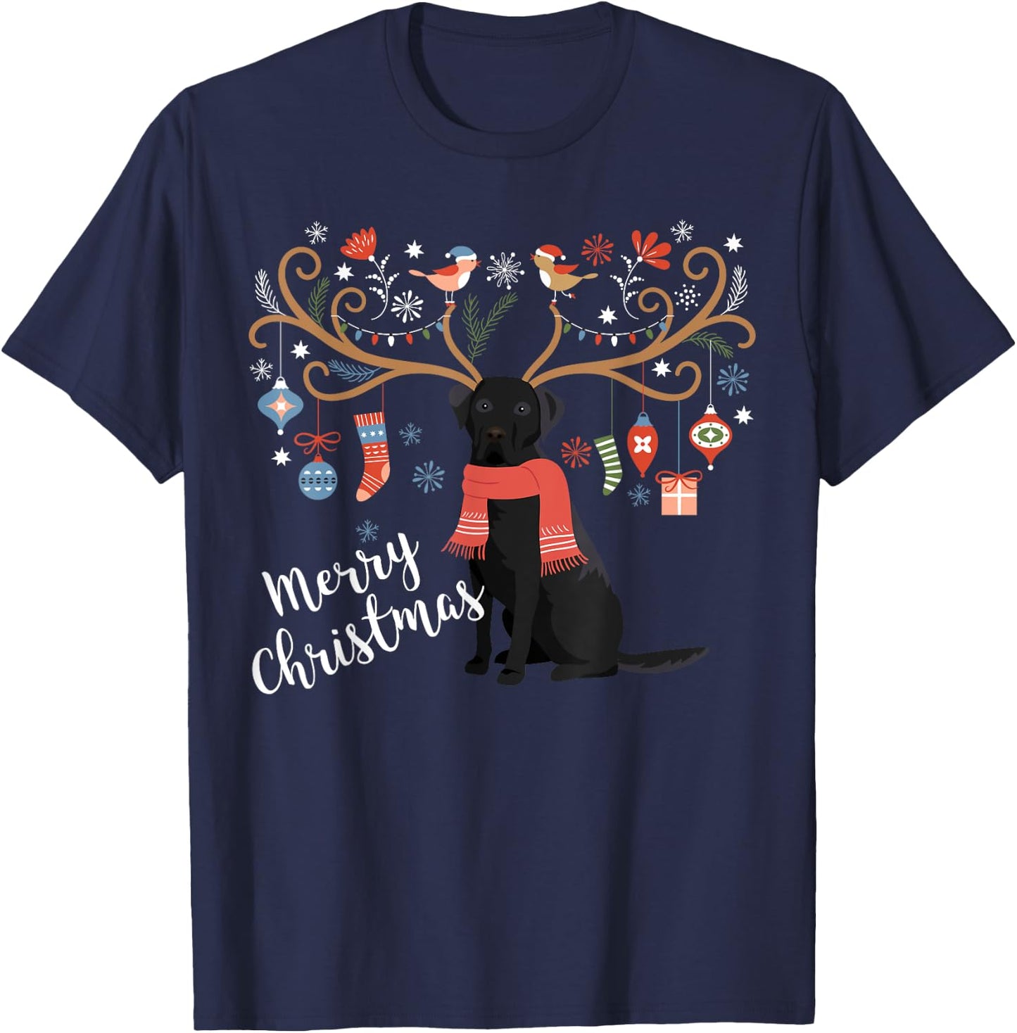 Black Labrador Retriever Christmas Shirt Dog T-Shirt - T-Shirt | Navy