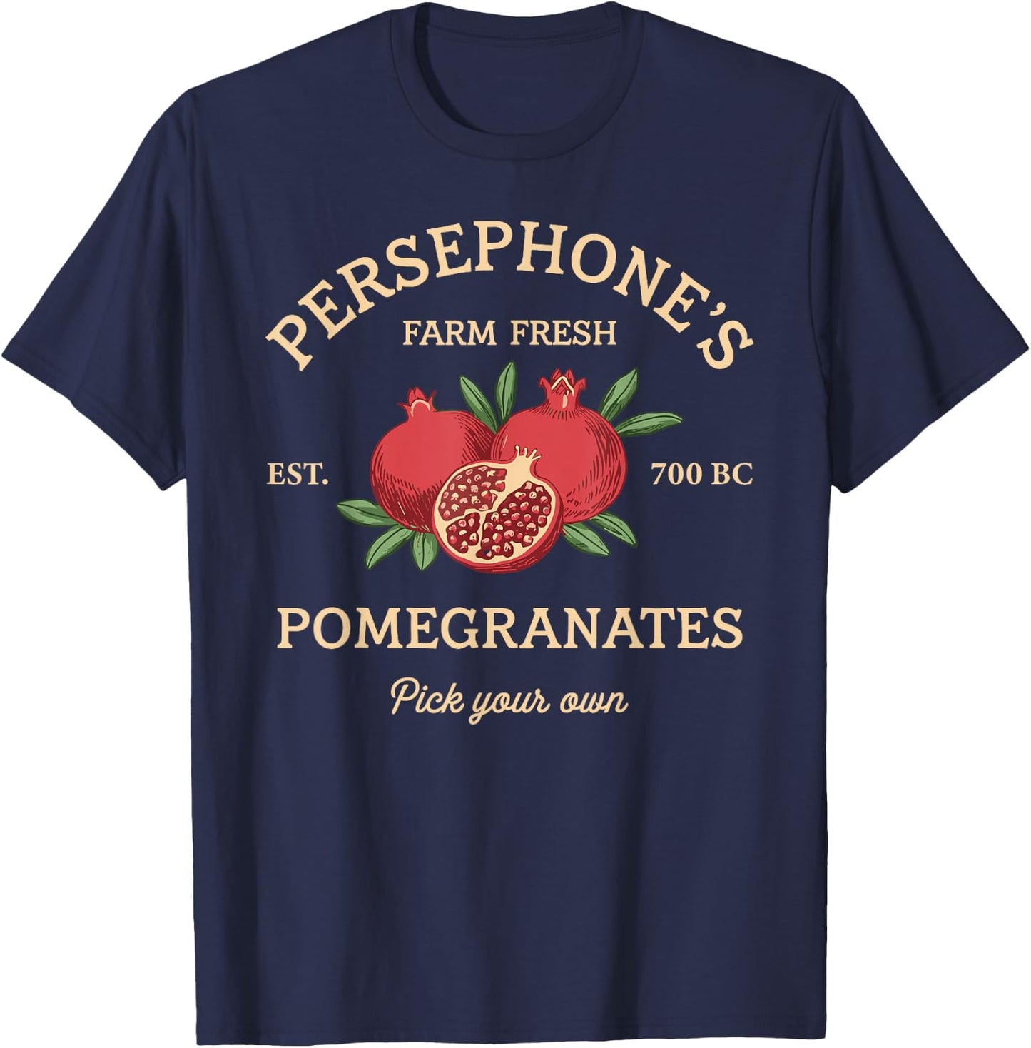 Persephone's Pomegranates Vintage Ancient Greek Mythology T-Shirt - T-Shirt | Navy