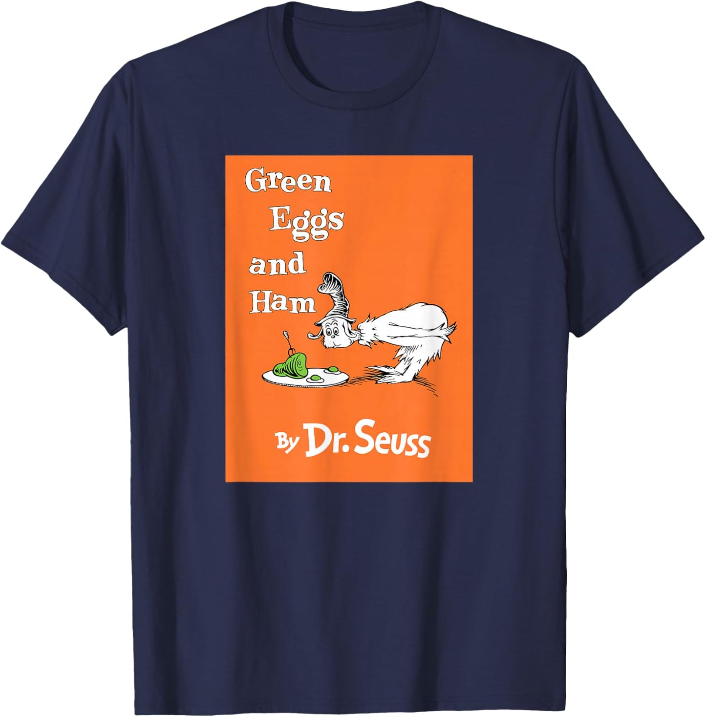 Dr. Seuss Green Eggs and Ham Book Cover T-Shirt - T-Shirt | Navy