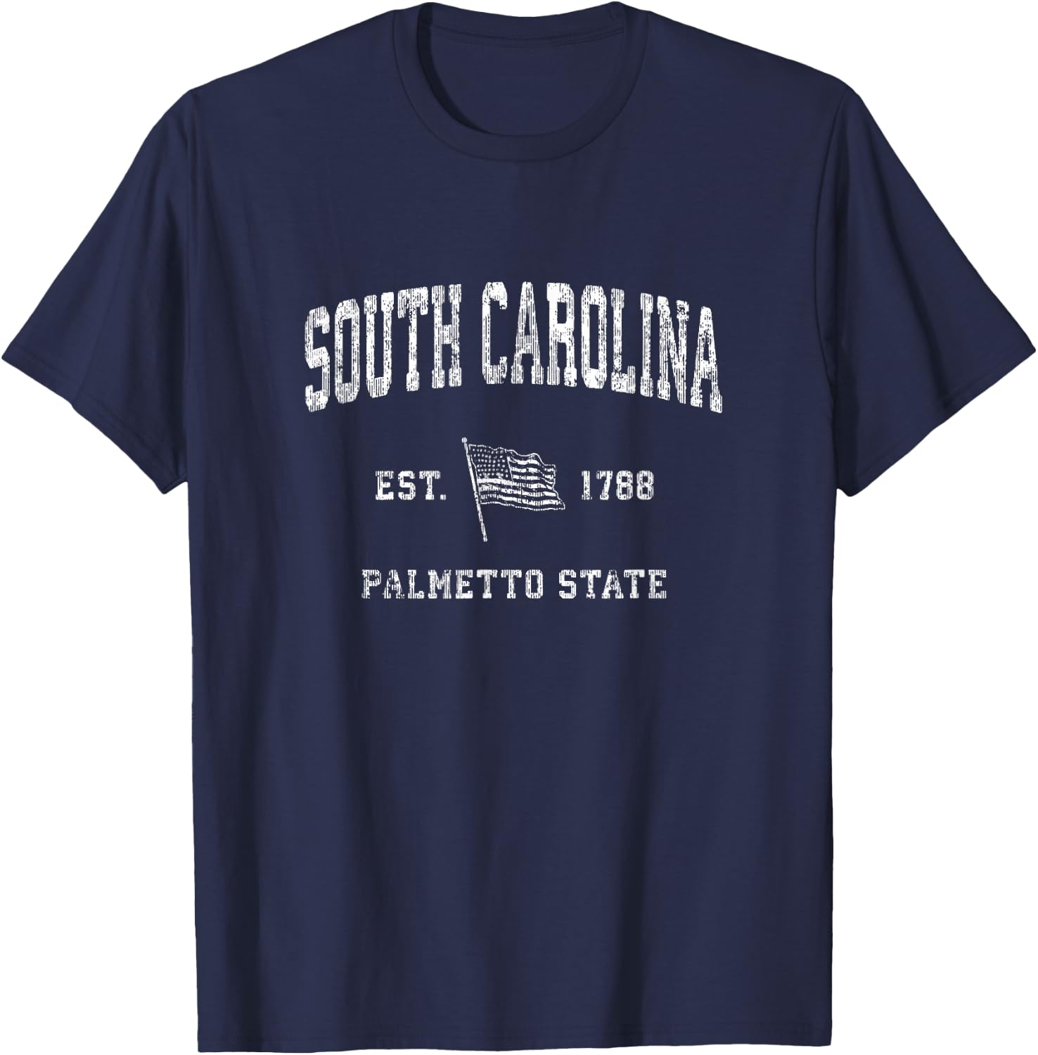 South Carolina SC Vintage US Flag Sports Design T-Shirt - T-Shirt | Navy