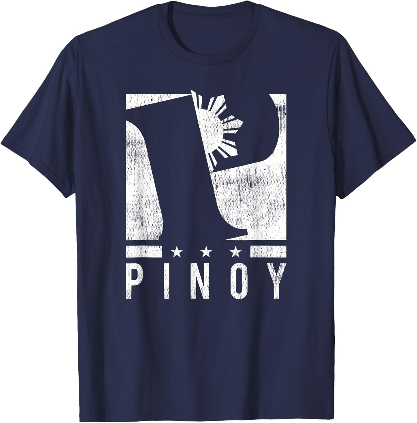 Cool Distressed Filipino P Logo - Pinoy P T-Shirt - T-Shirt | Navy