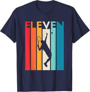 11th Birthday Gift Eleven Vintage Tennis 11 Year Old T-Shirt - T-Shirt | Navy