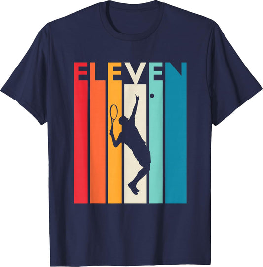 11th Birthday Gift Eleven Vintage Tennis 11 Year Old T-Shirt - T-Shirt | Navy