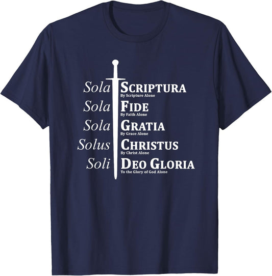 Five Solas Reformed Christian T-Shirt - T-Shirt | Navy