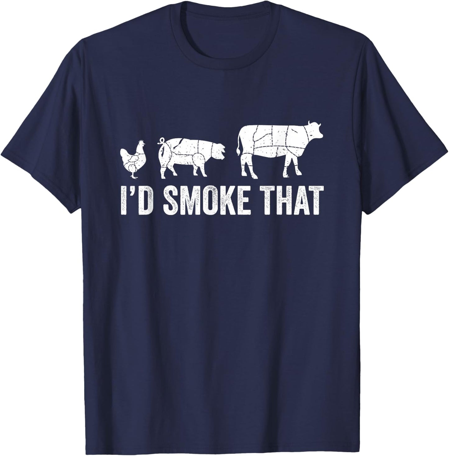 I'd Smoke That Fun BBQ Smoker Chef T-Shirt - T-Shirt | Navy