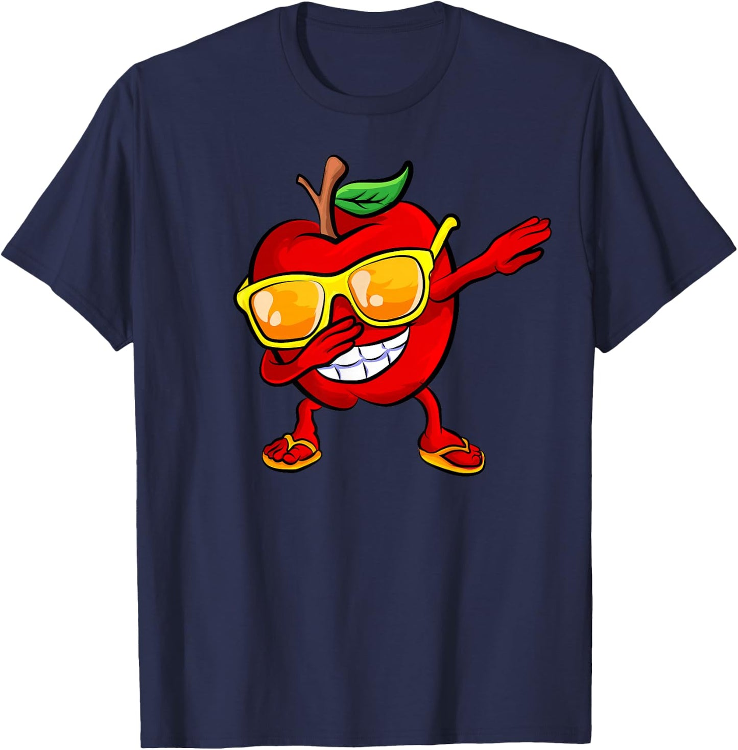 Dabbing Apple Sunglasses Design Green Apples Lovers T-Shirt - T-Shirt | Navy
