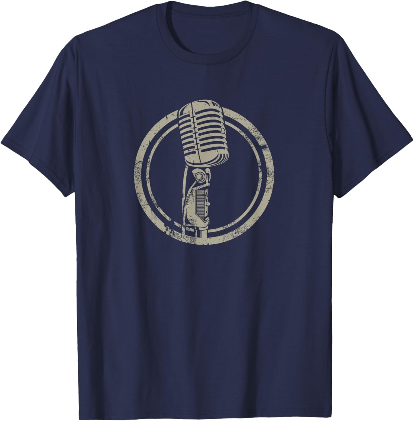 Vintage Microphone - Stand up, vocalist T-Shirt - T-Shirt | Navy